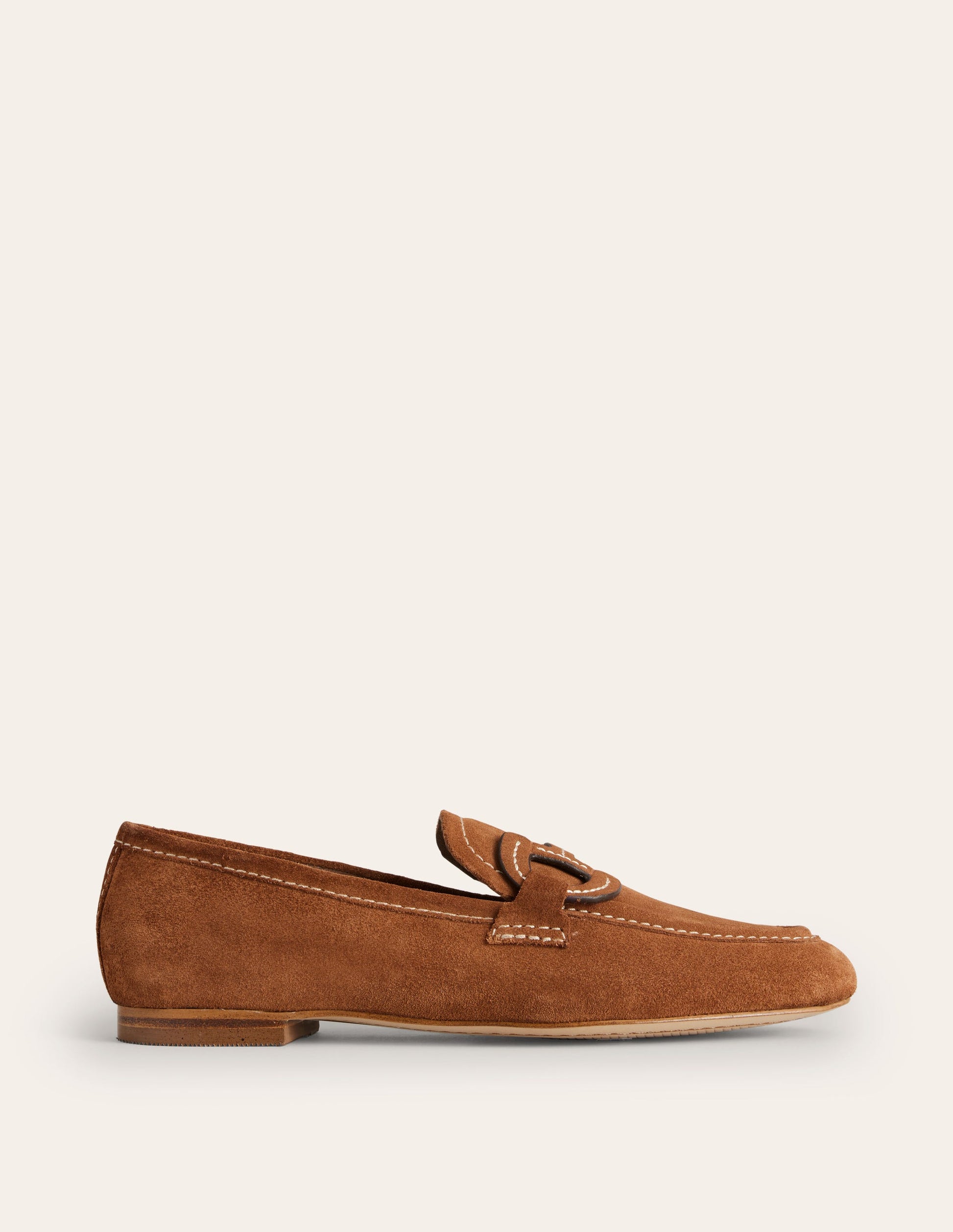 Genähte Loafer mit Trensendetail-Goldbraun Wildleder-2