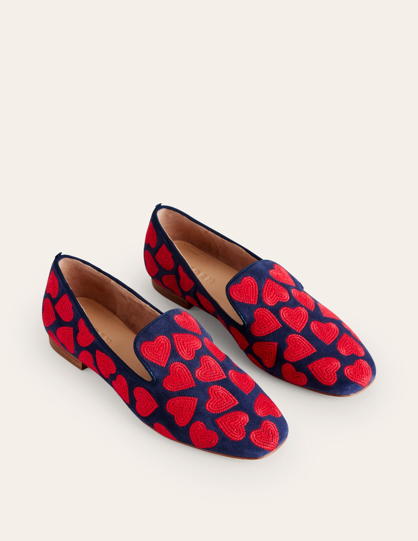 Mocassins façon chaussons-Bleu marine, cœur rouge