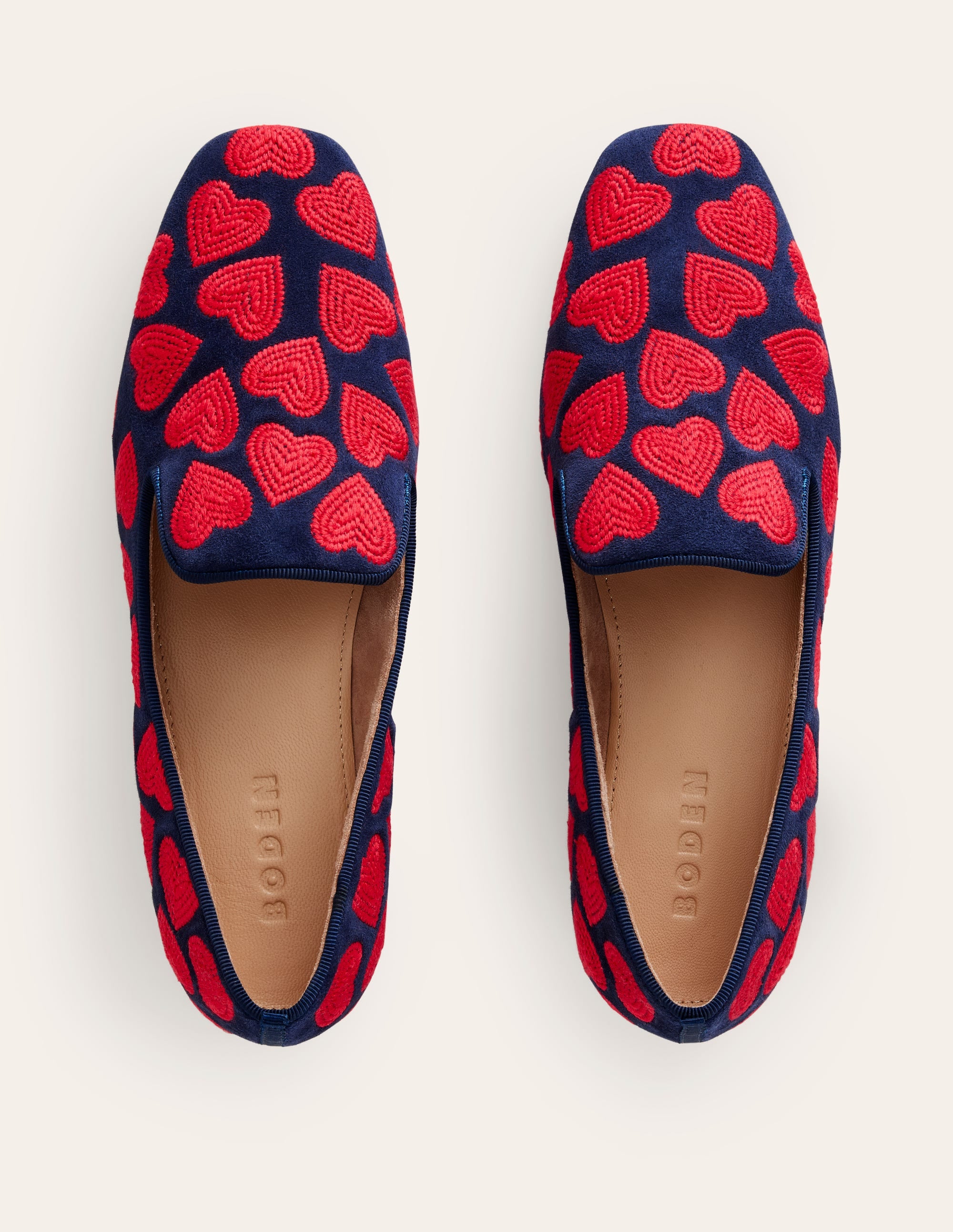 Loafer im Slipper-Stil-Marineblau, Rote Herzen - Image 6