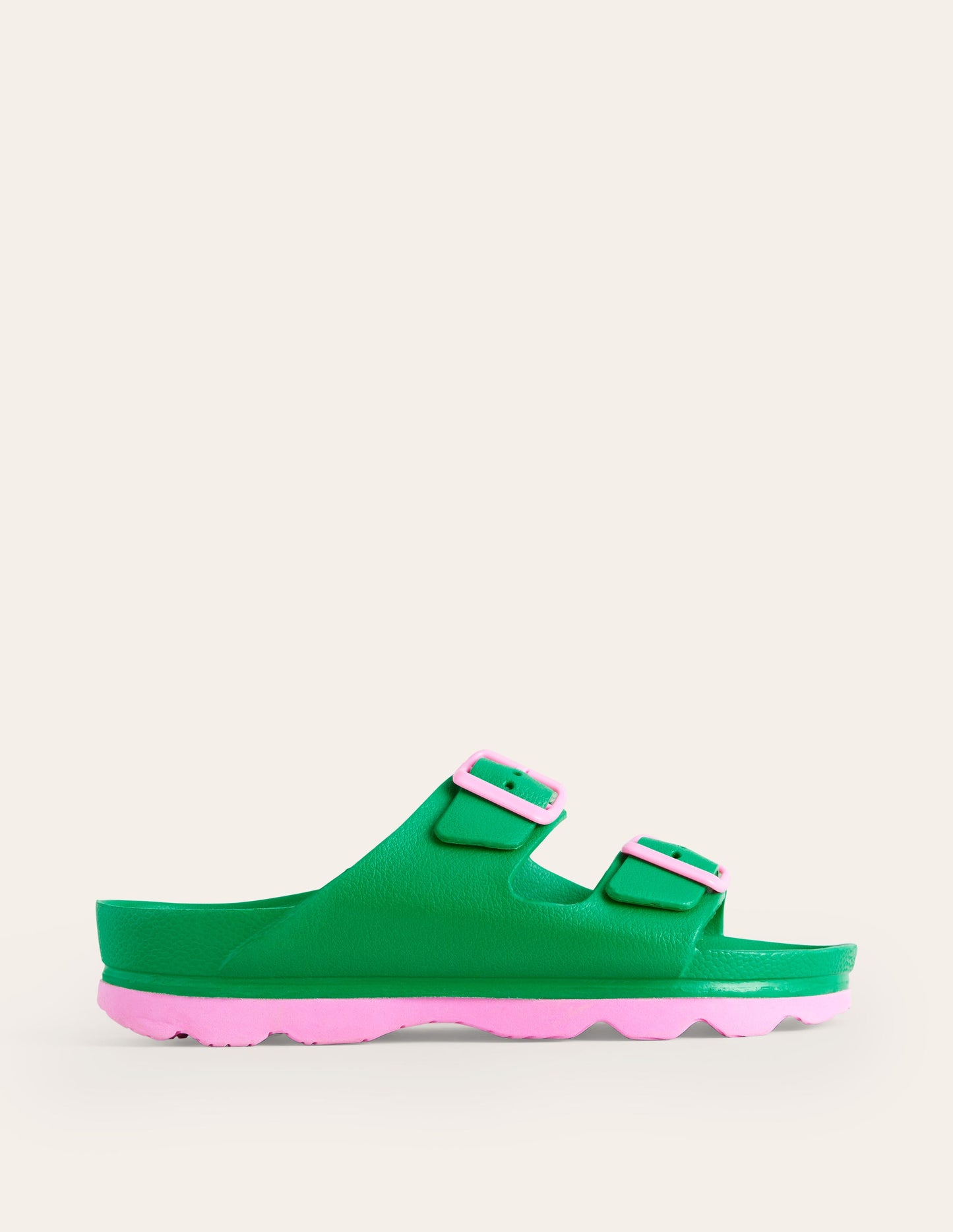 Lyla Double Buckle Slide-Rich Emerald/Soft Pink