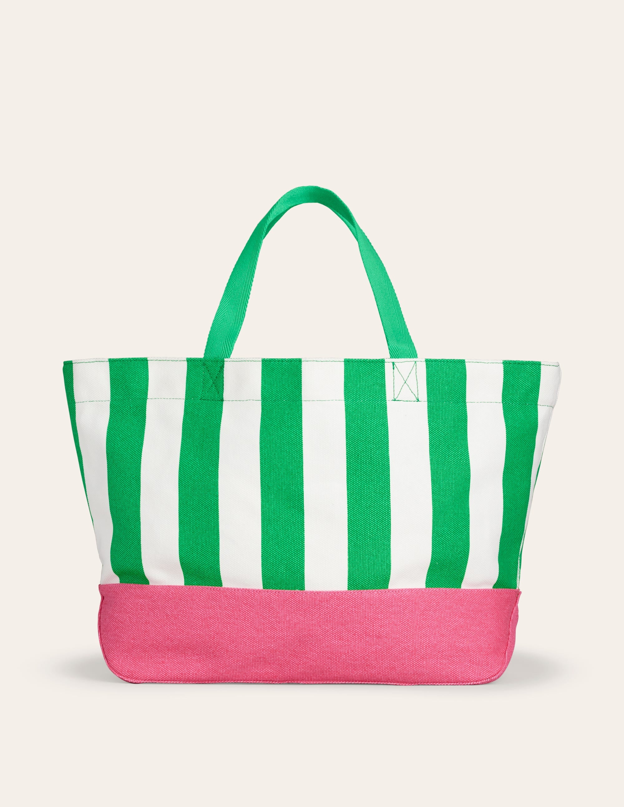 Sac cabas décontracté en toile-Rayé vert - Image 2