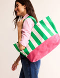 Sac cabas décontracté en toile-Rayé vert