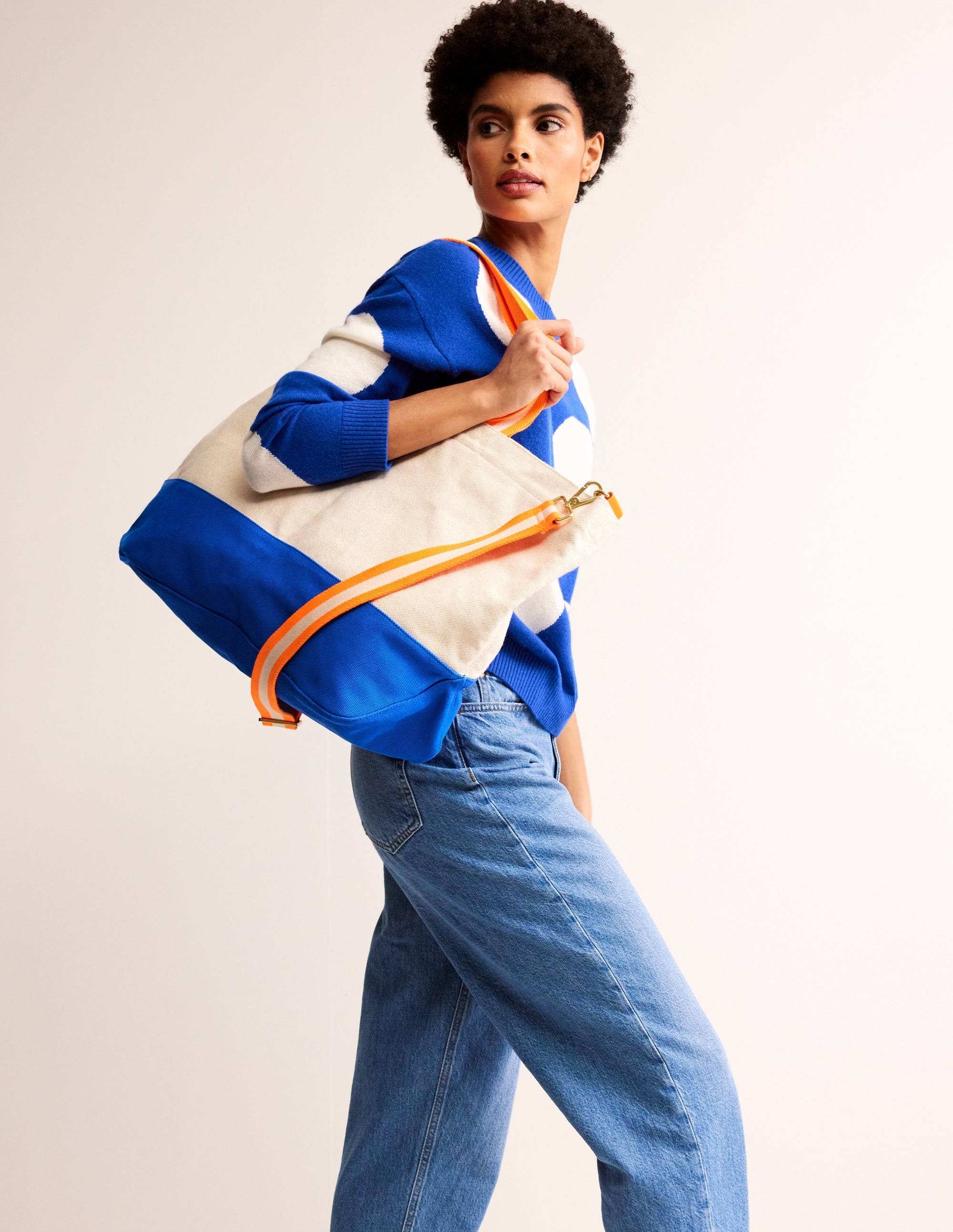 Weekender aus Canvas-Neutral/Blau - Image 1
