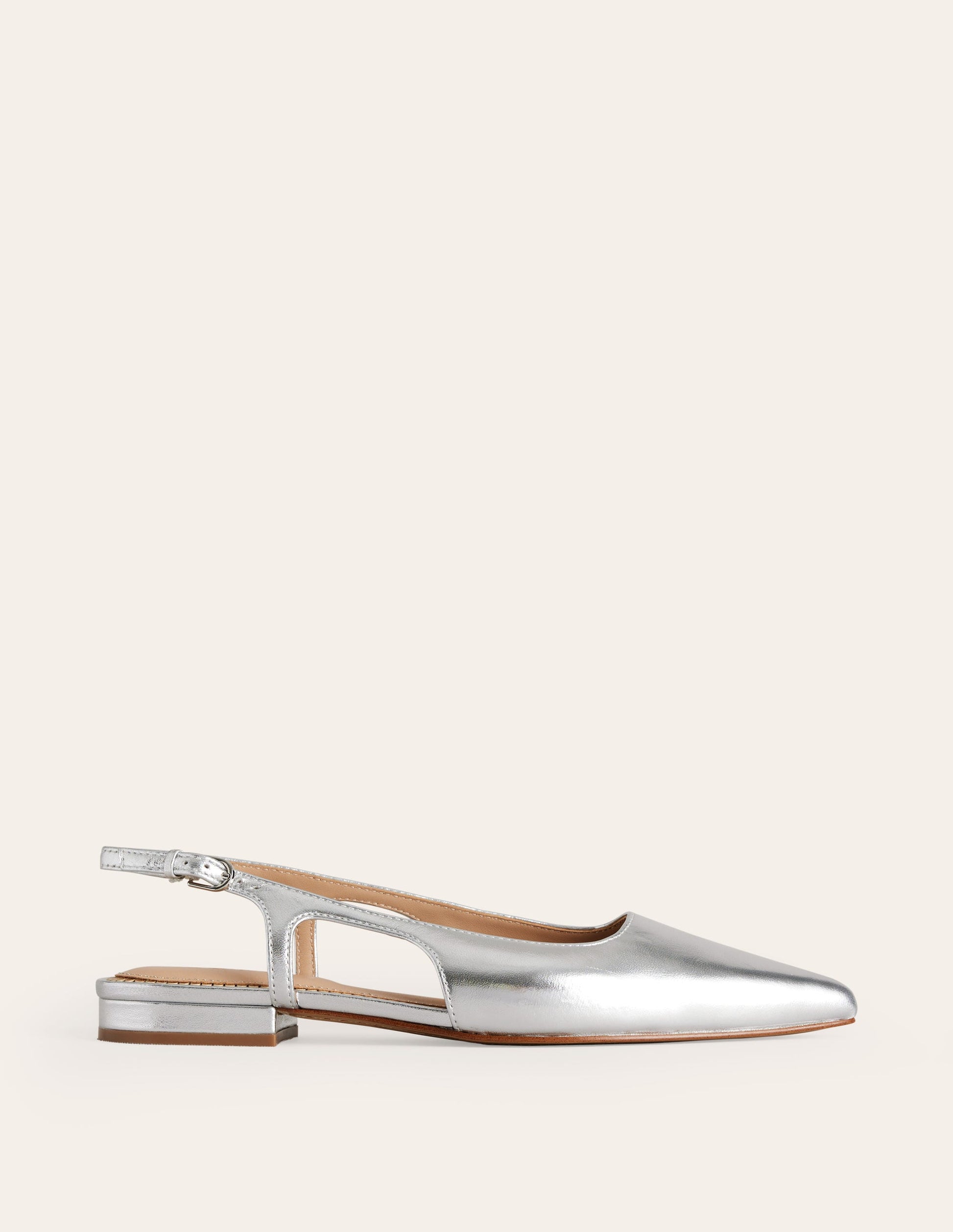 Cut Out Slingback Flat-Silver Leather-2