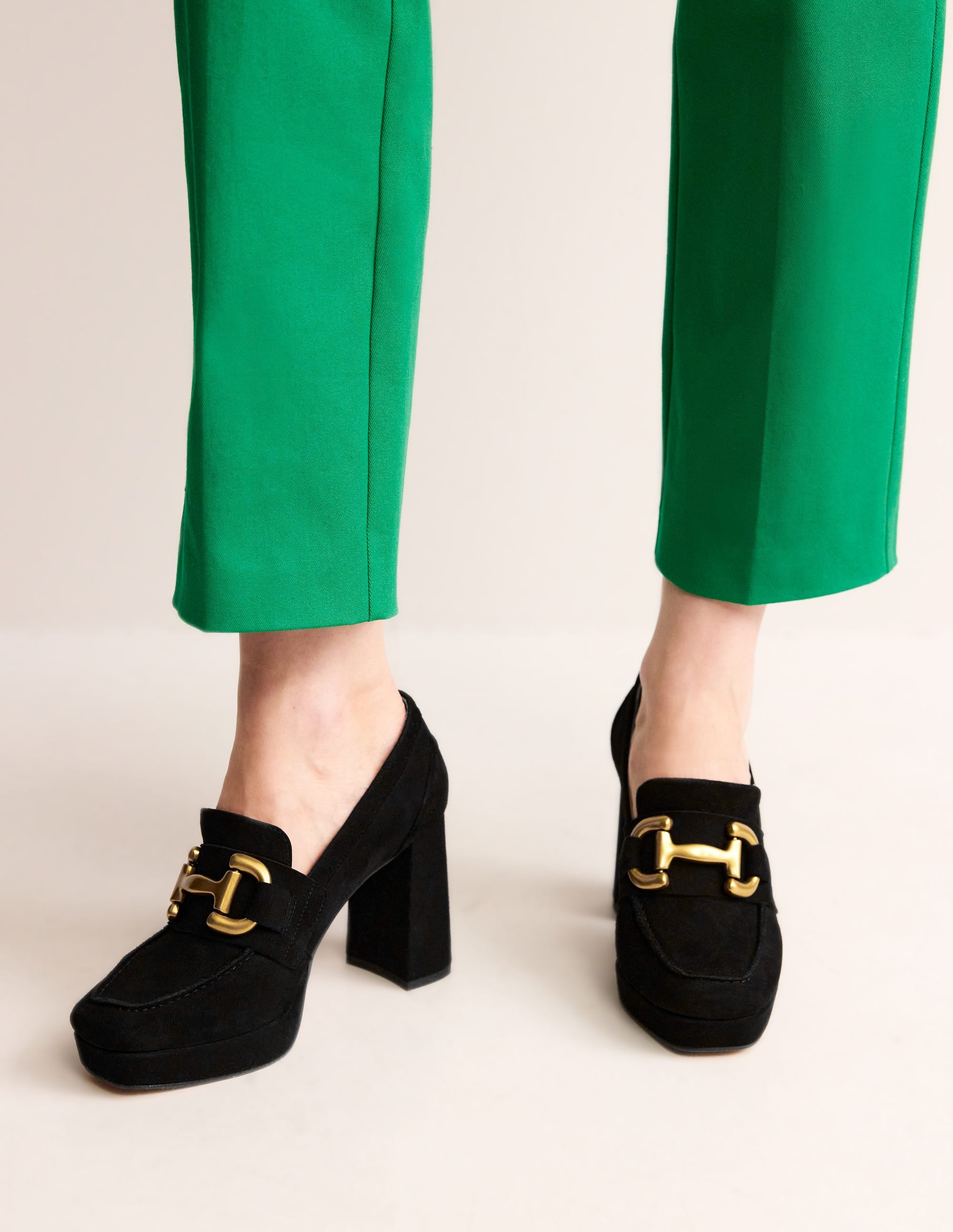Iris Platform Snaffle Loafers-Black Suede - Image 1