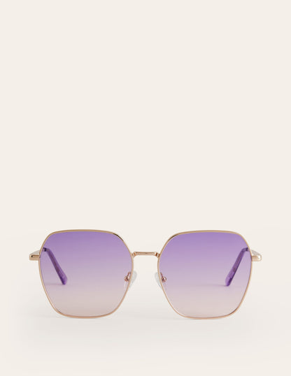 Eckige Sonnenbrille aus Metall-Lila/Rosa