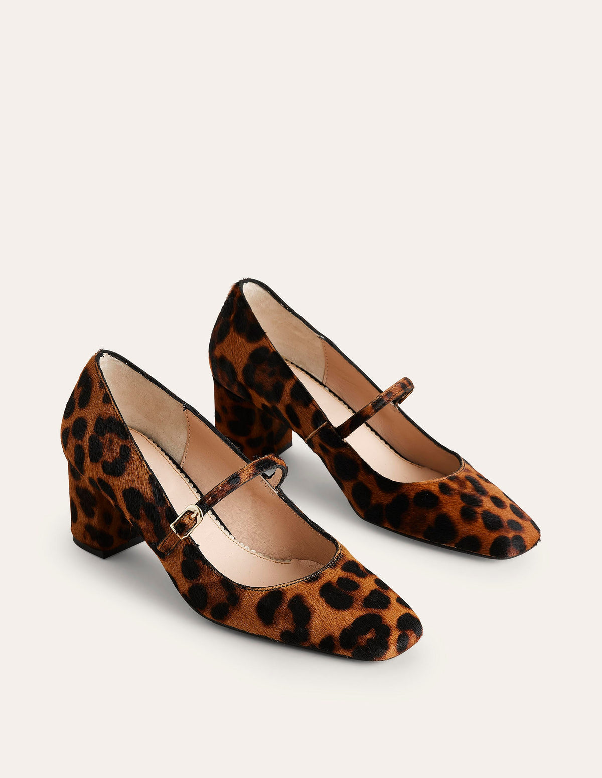 Mary Janes mit Blockabsatz-Klassisches Leopardenmuster Ponyhaar - Image 3