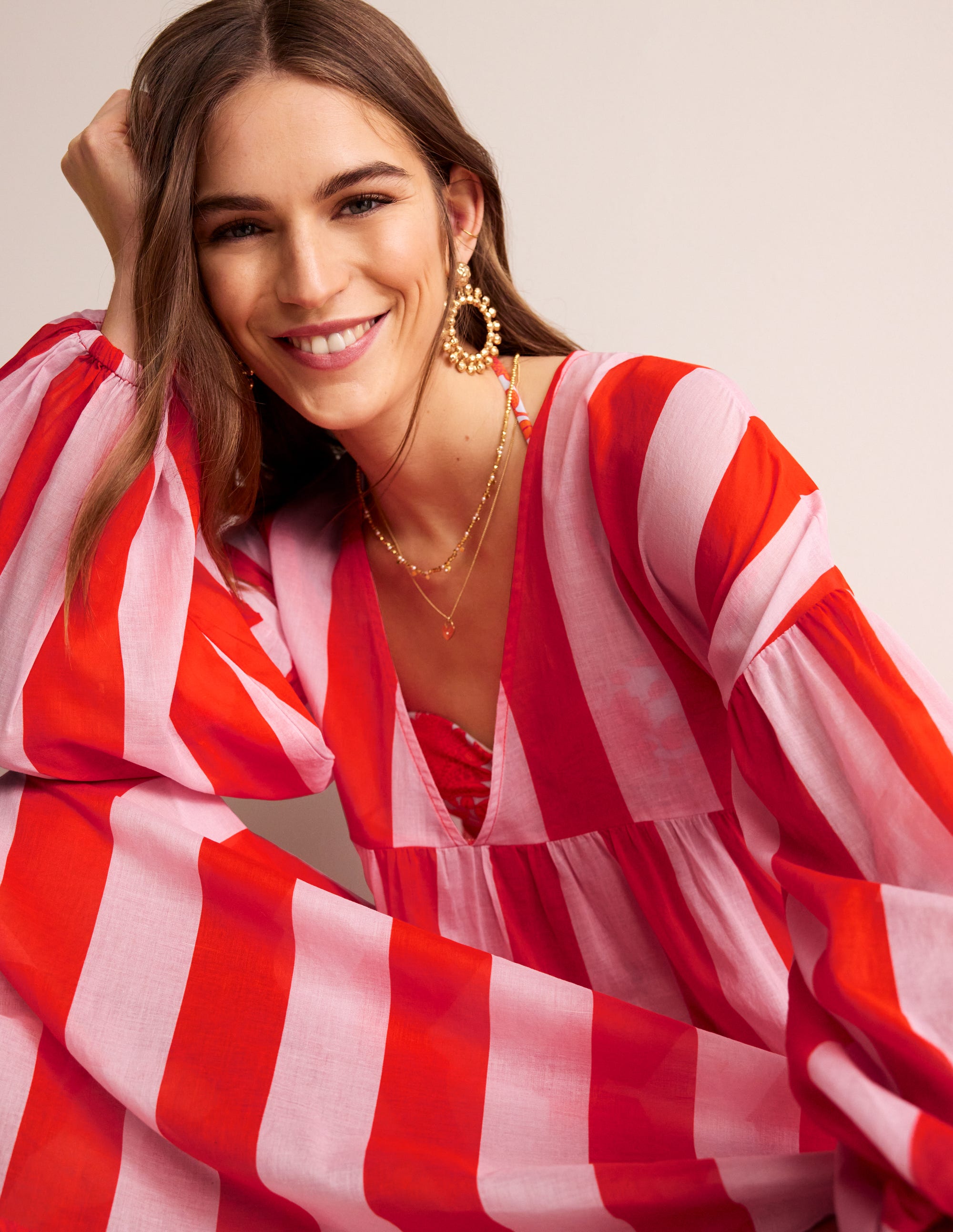 Sarah Maxi Kaftan Dress-Fiesta and Orchid - Image 2