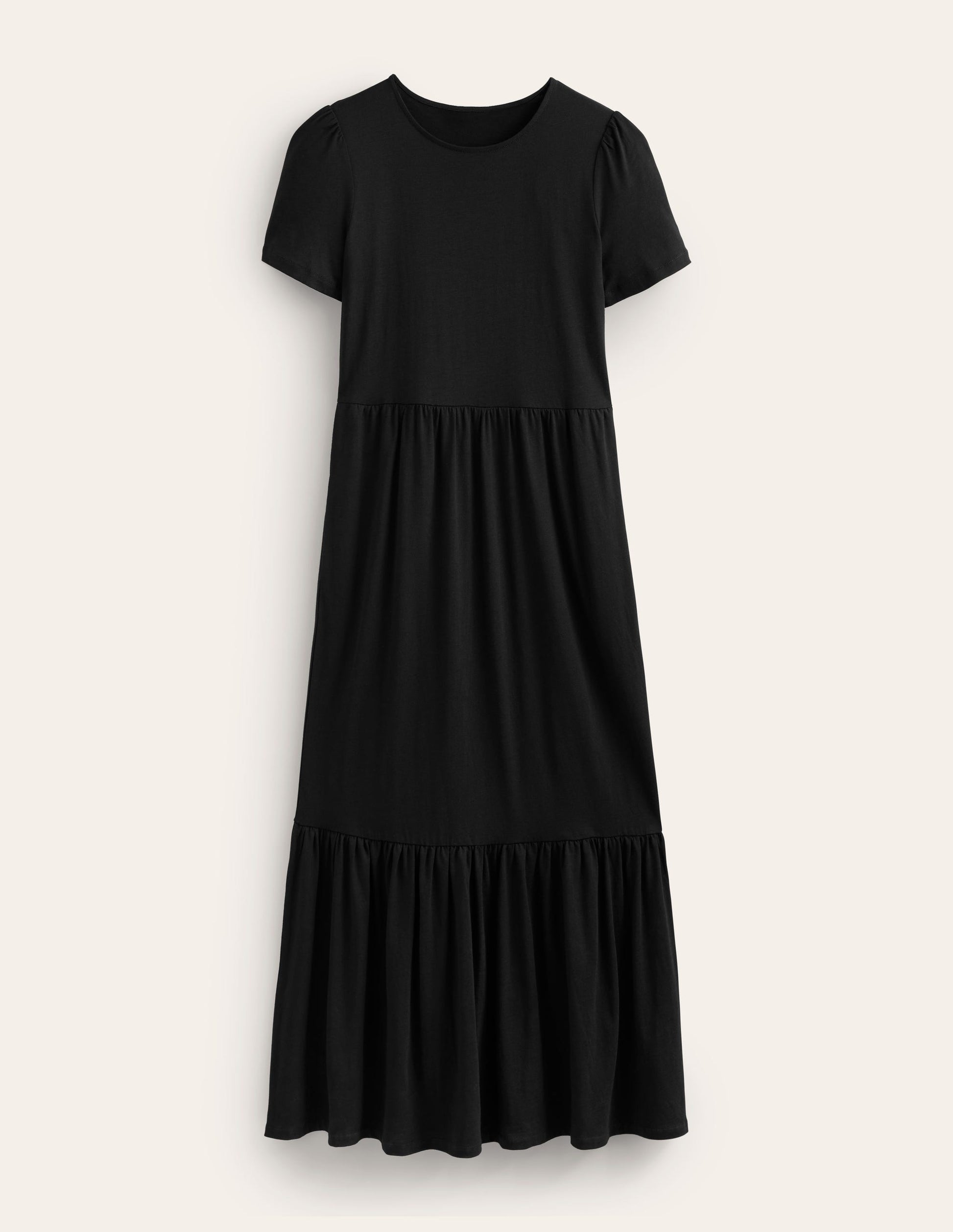 Emma Gestuftes Jersey-Midikleid-Schwarz-5