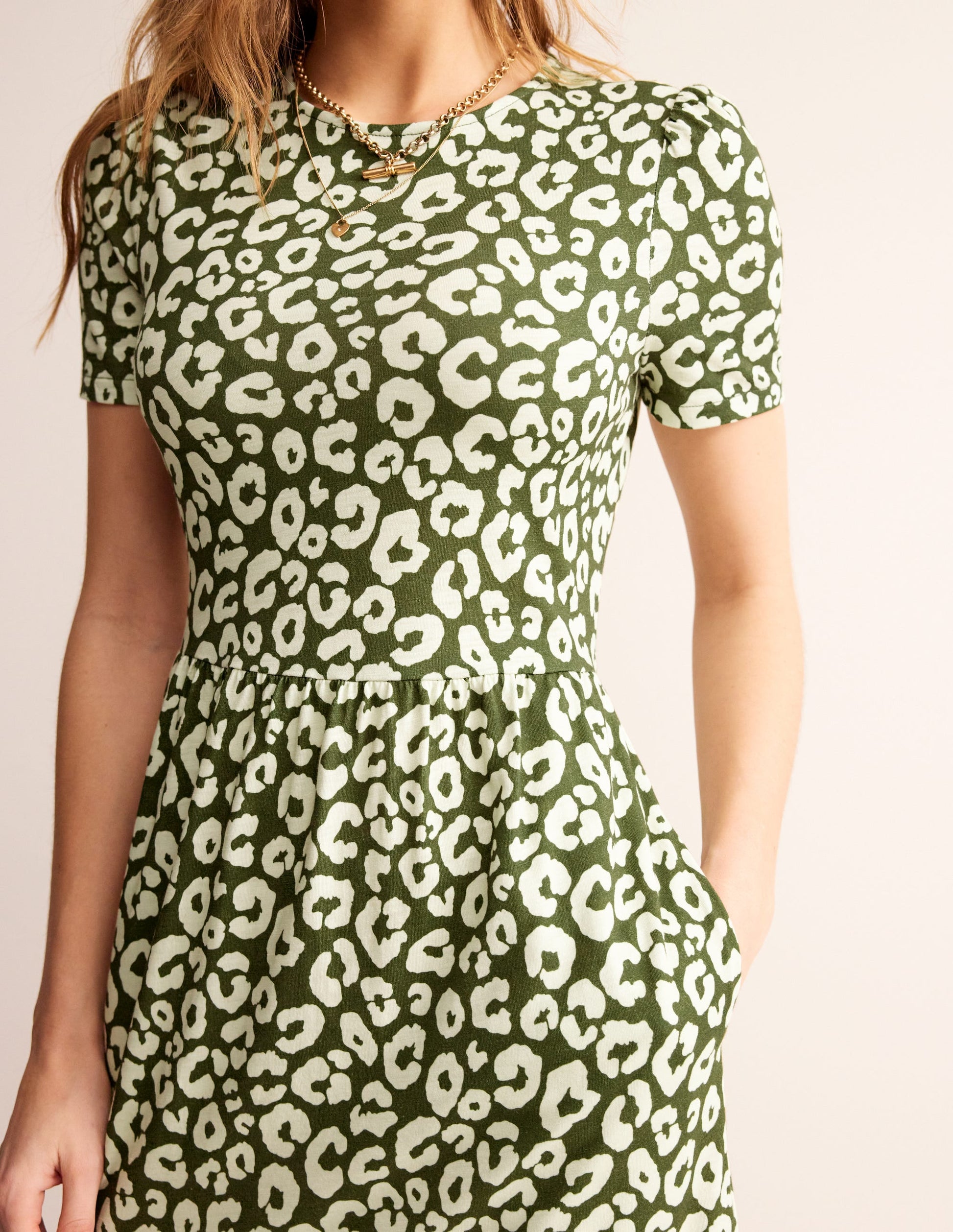 Emma Gestuftes Jersey-Midikleid-Wintermoos, Tierisch Gepard-2