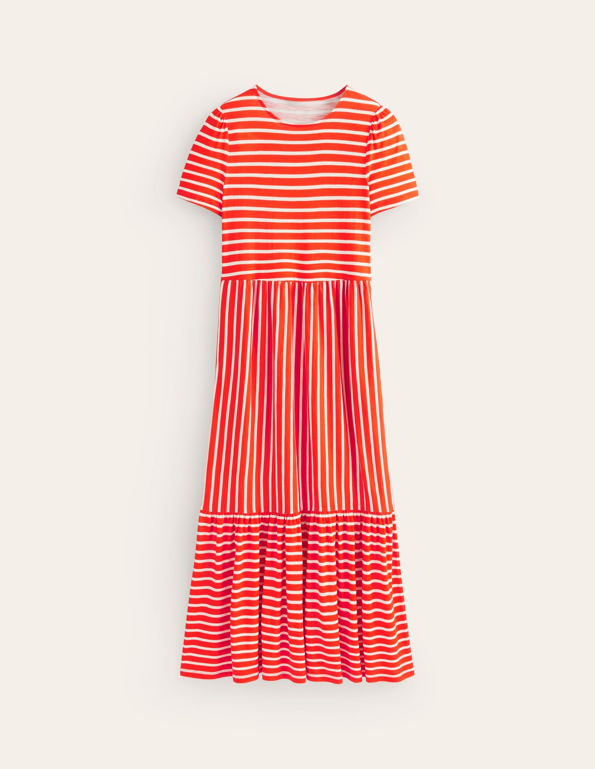Robe midi Emma en jersey à volants-Fiesta, rayé ivoire-6