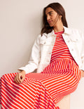 Robe midi Emma en jersey à volants-Fiesta, rayé ivoire
