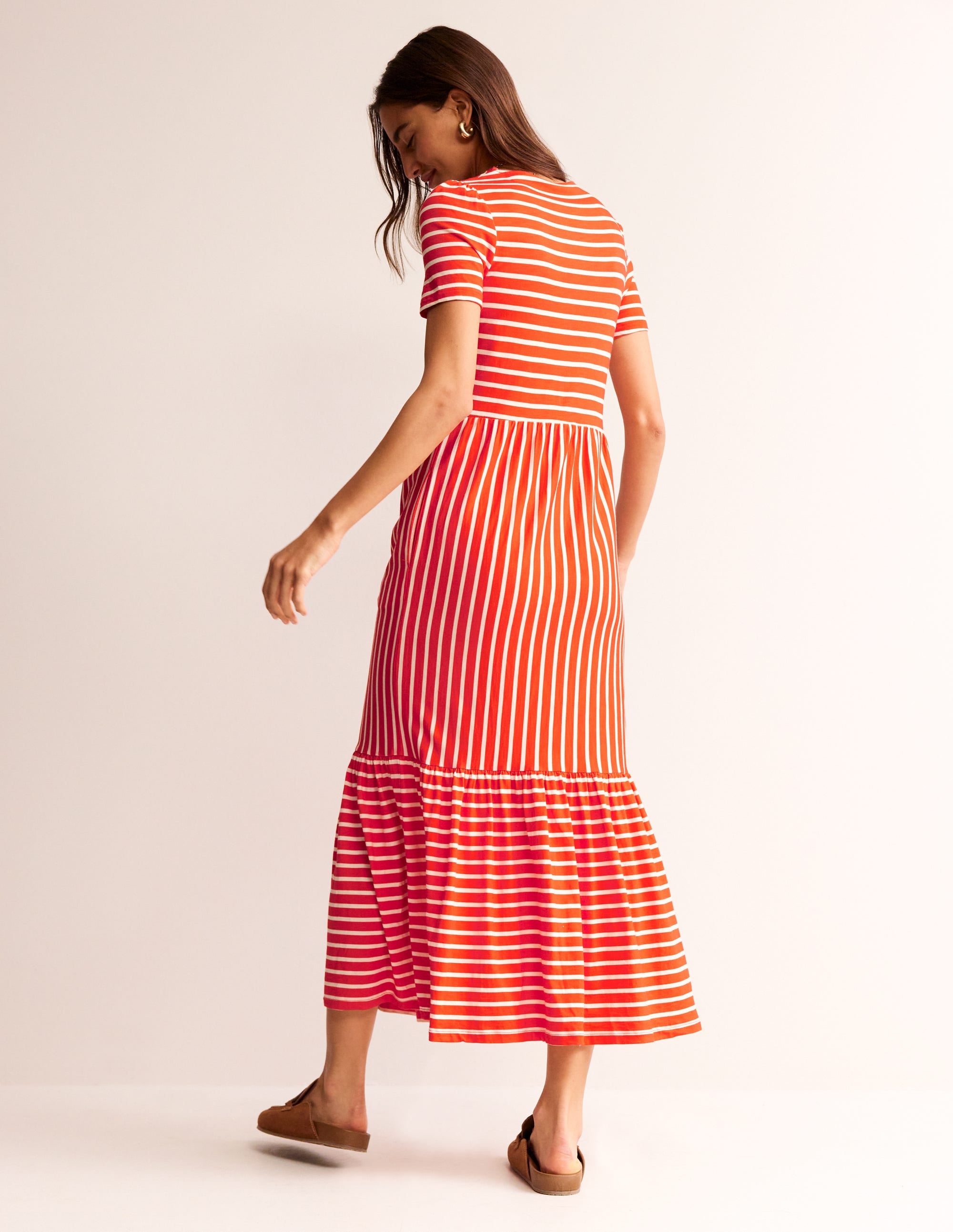 Robe midi Emma en jersey à volants-Fiesta, rayé ivoire - Image 3