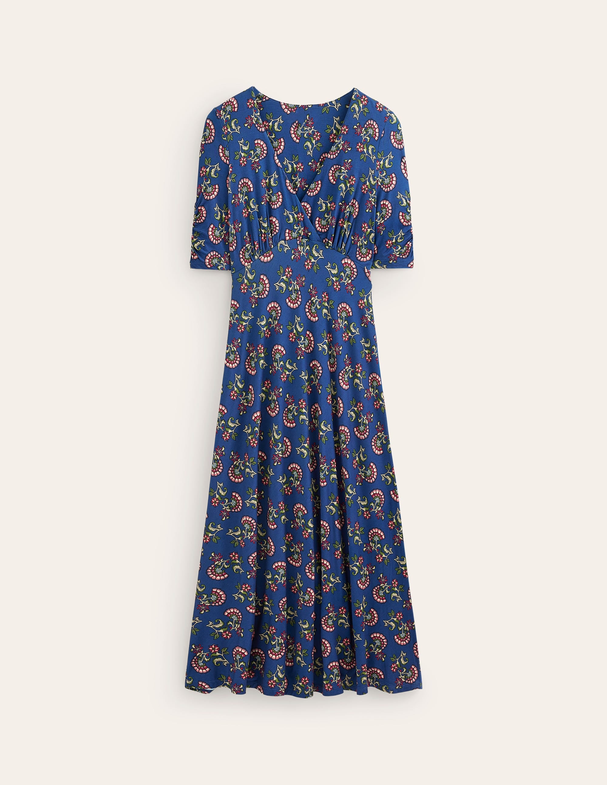 Robe midi style 40s Rebecca en jersey-Prendre la mer, motif Botanical Bunch - Image 5