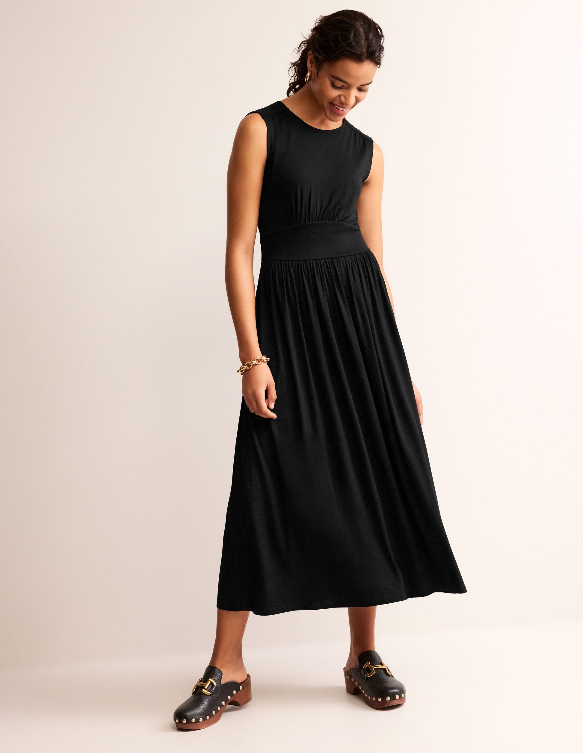 Robe midi Thea sans manches-Noir-2