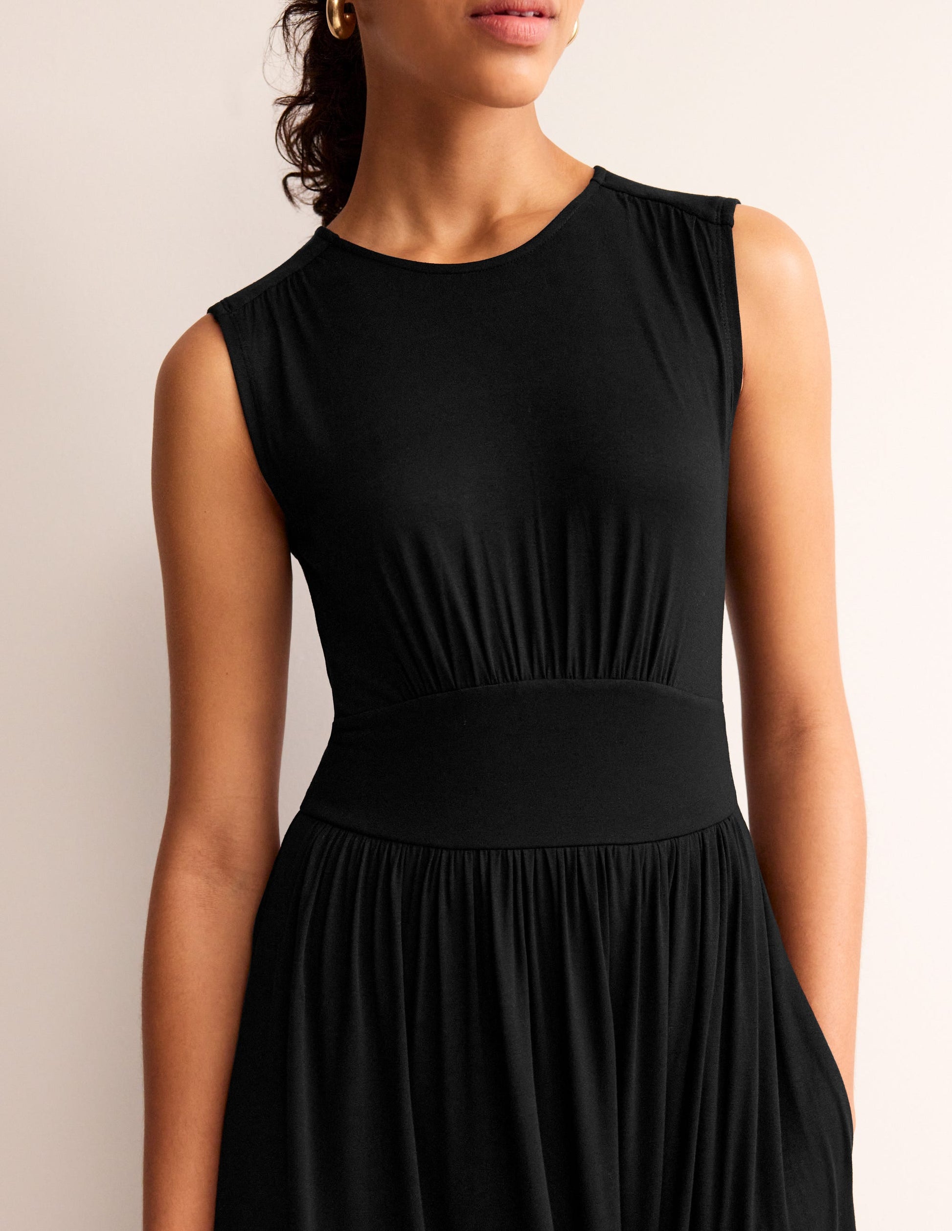 Robe midi Thea sans manches-Noir-3
