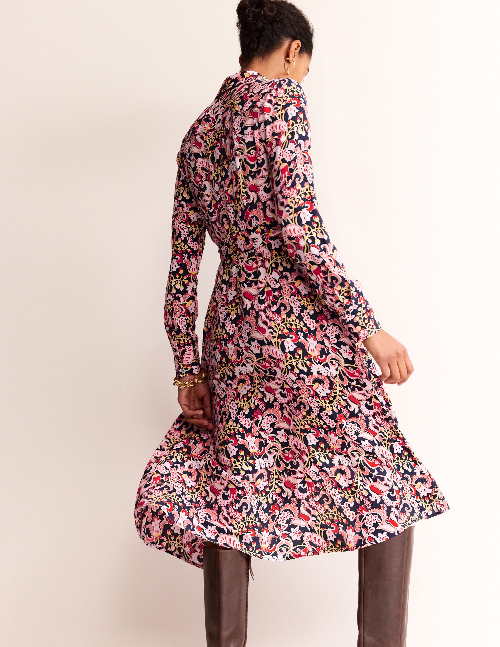 Kate Midi-Hemdblusenkleid-Sanfte Pfingstrose, Zuckererbse - Image 3