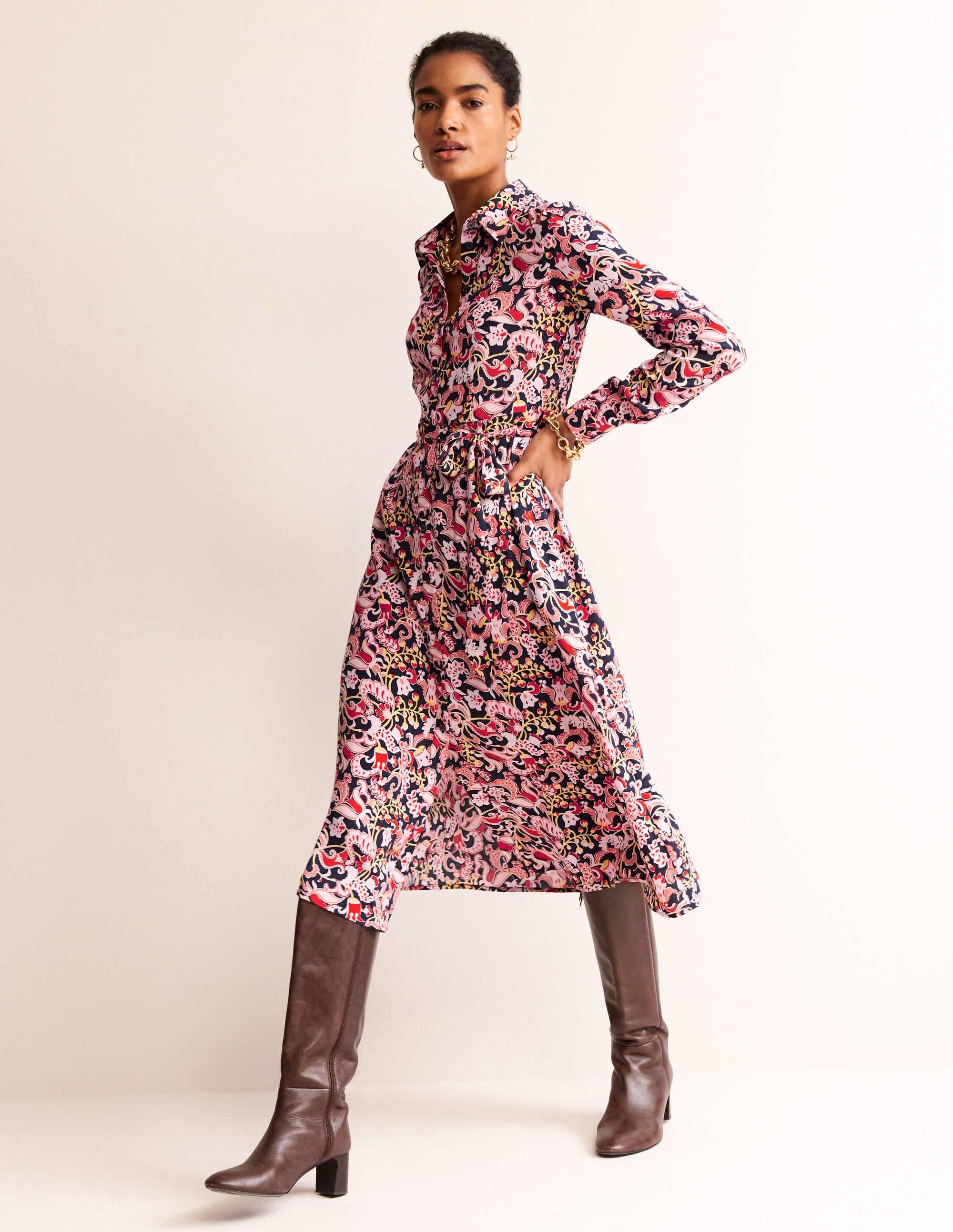 Kate Midi-Hemdblusenkleid-Sanfte Pfingstrose, Zuckererbse - Image 4