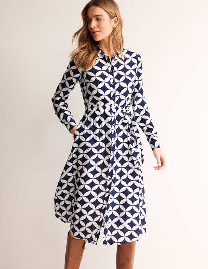 Kate Midi Shirt Dress-French Navy, Diamond Terrace