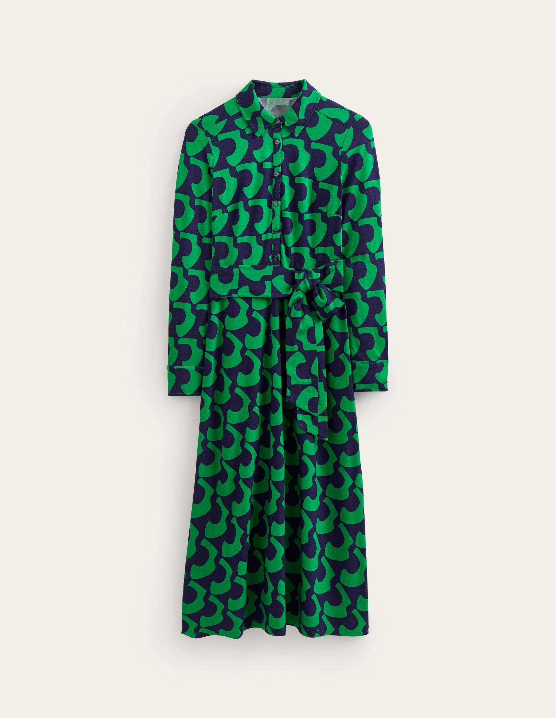 Laura Midi-Hemdblusenkleid aus Jersey-Grünes Tamburin, Arc Geo-5