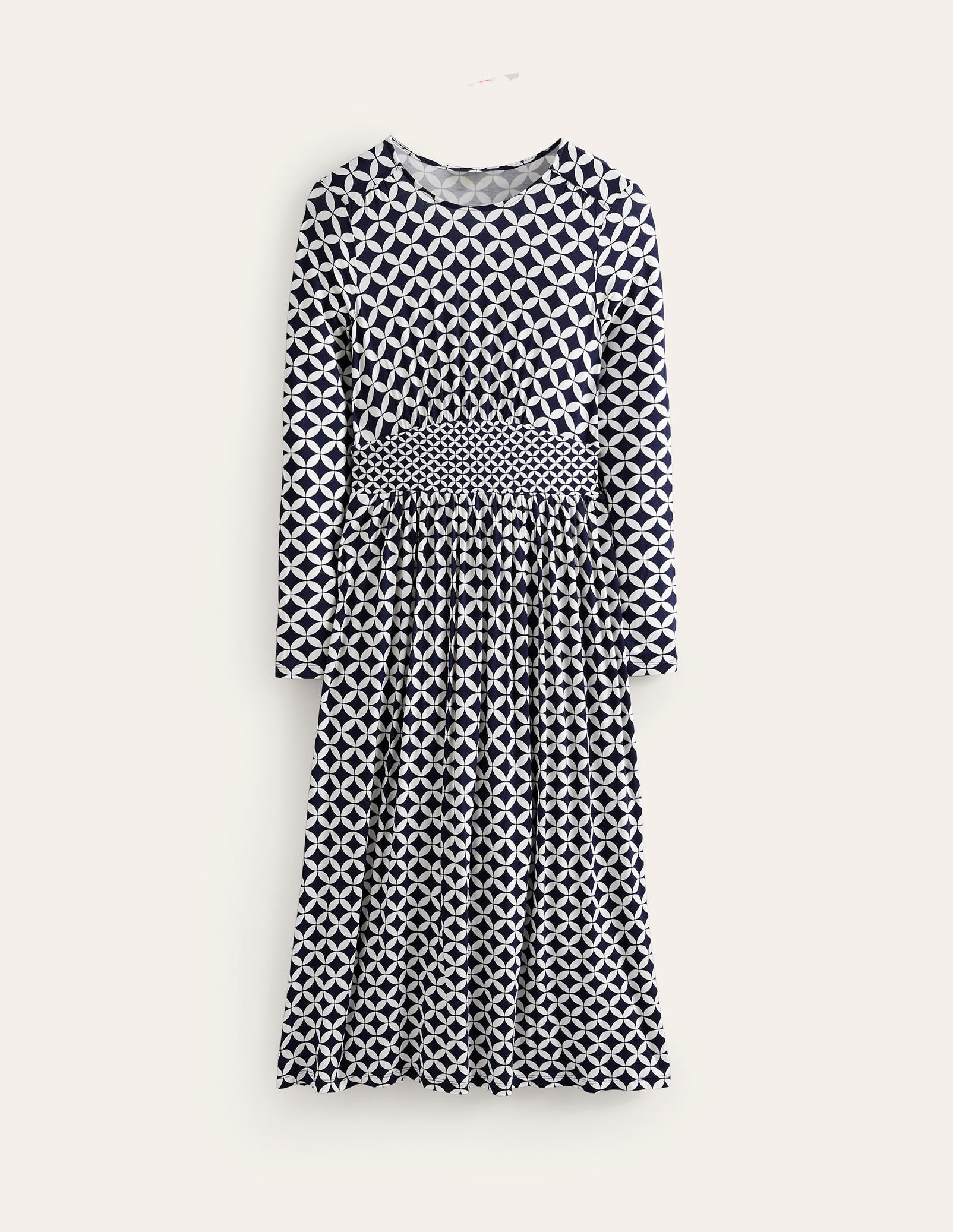 Thea Jersey-Midikleid mit langen Ärmeln-Französisches Marineblau, Diamond Terrace - Image 5