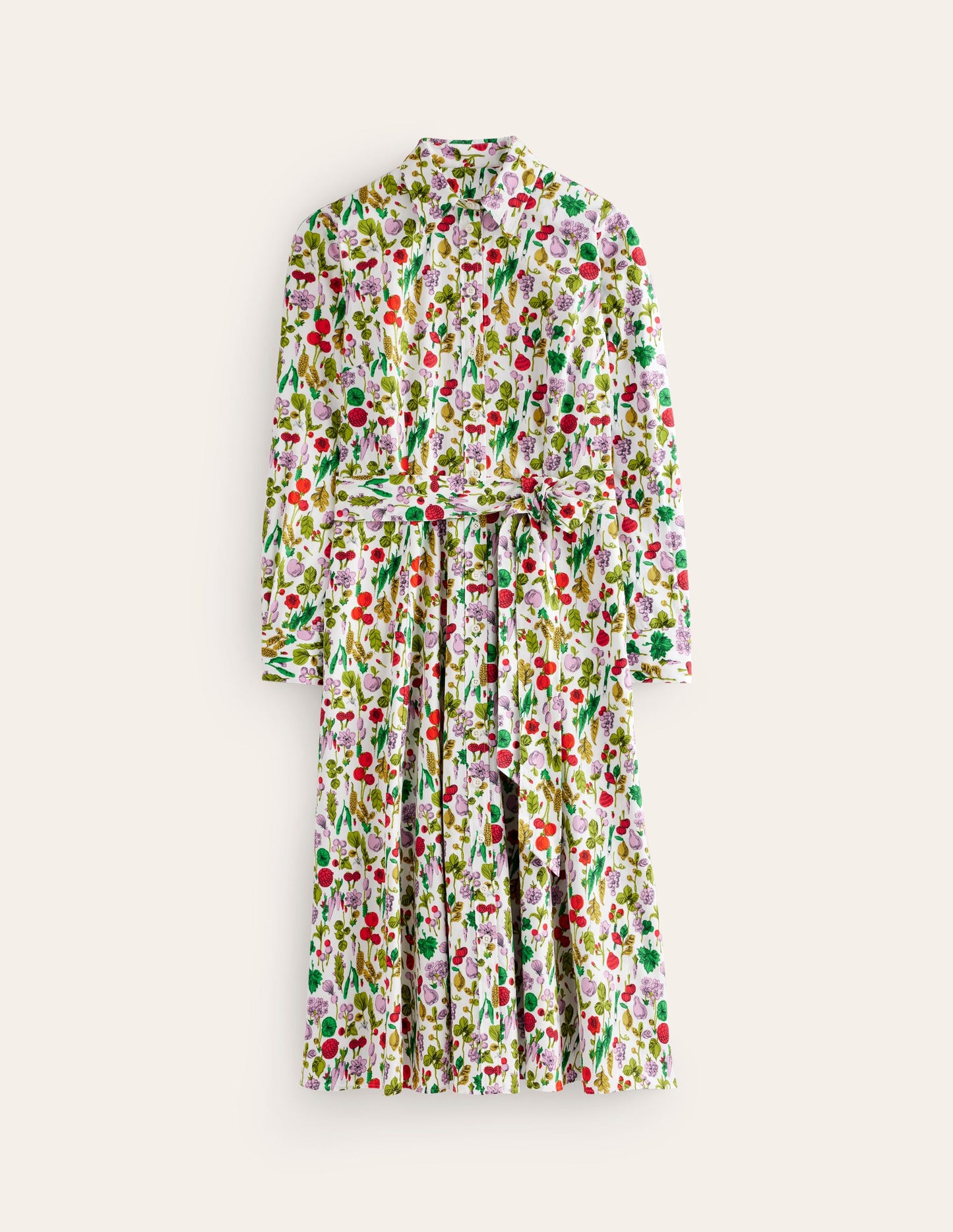Amy Midi-Hemdblusenkleid aus Baumwolle-Naturweiß, Frühling verkürzt