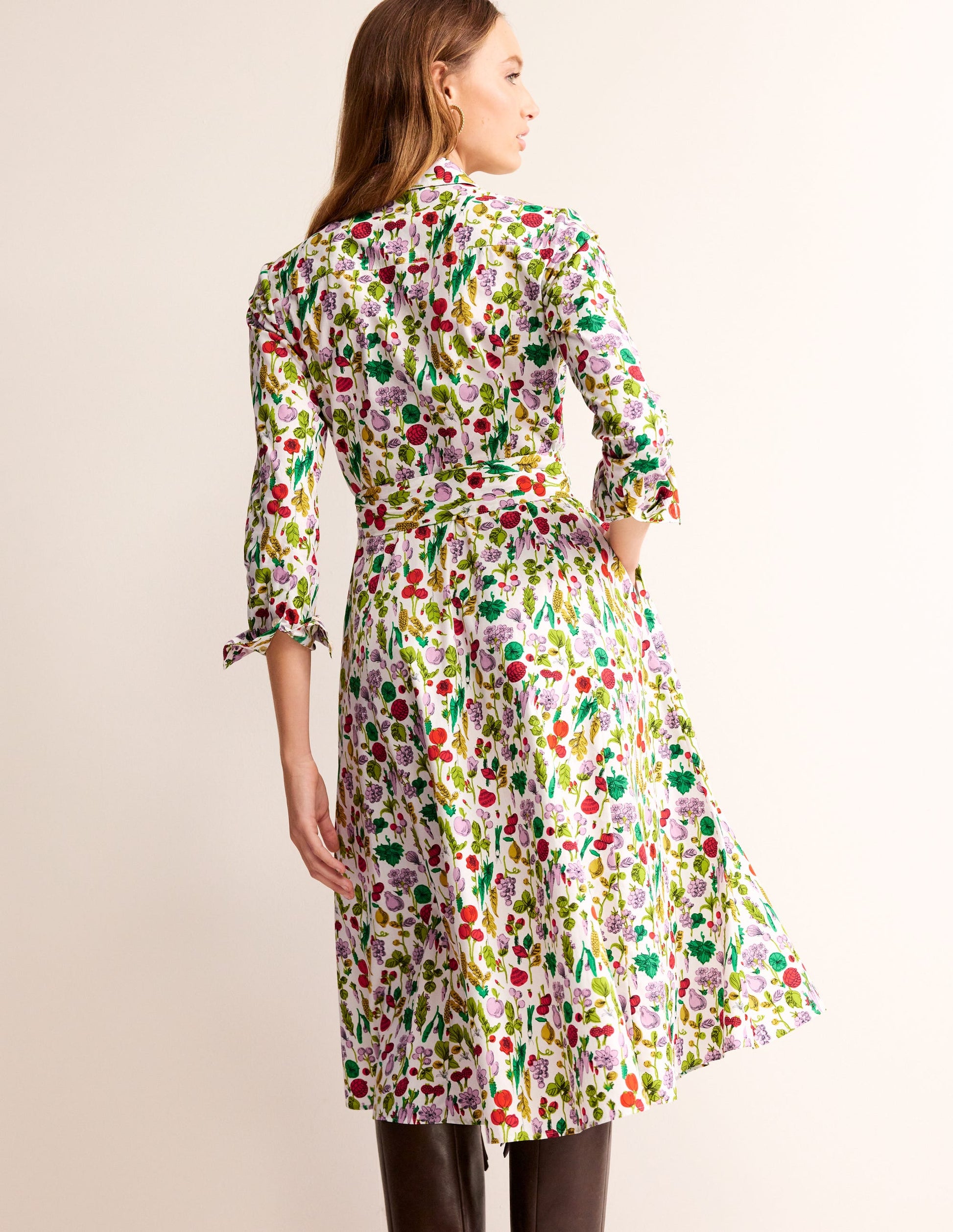 Amy Midi-Hemdblusenkleid aus Baumwolle-Naturweiß, Frühling verkürzt-3