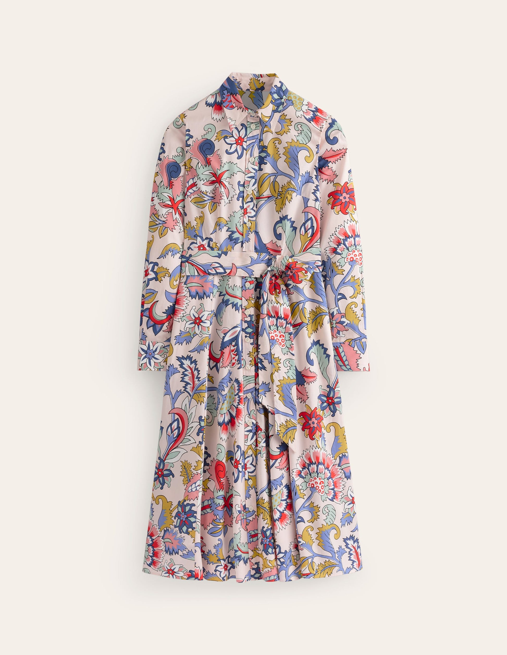 Amy Midi-Hemdblusenkleid aus Baumwolle-Marshmallow, Blumenstrauß-6