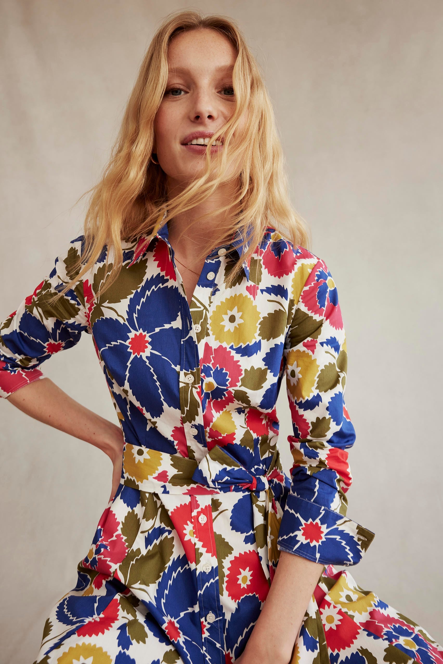 Robe-chemise midi Amy en coton-Multi, motif Bloomsbury Pop - Image 6