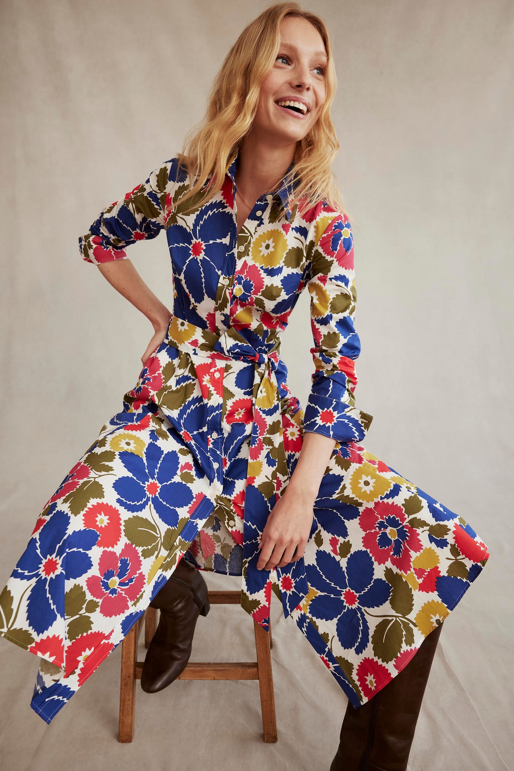 Robe-chemise midi Amy en coton-Multi, motif Bloomsbury Pop - Image 7