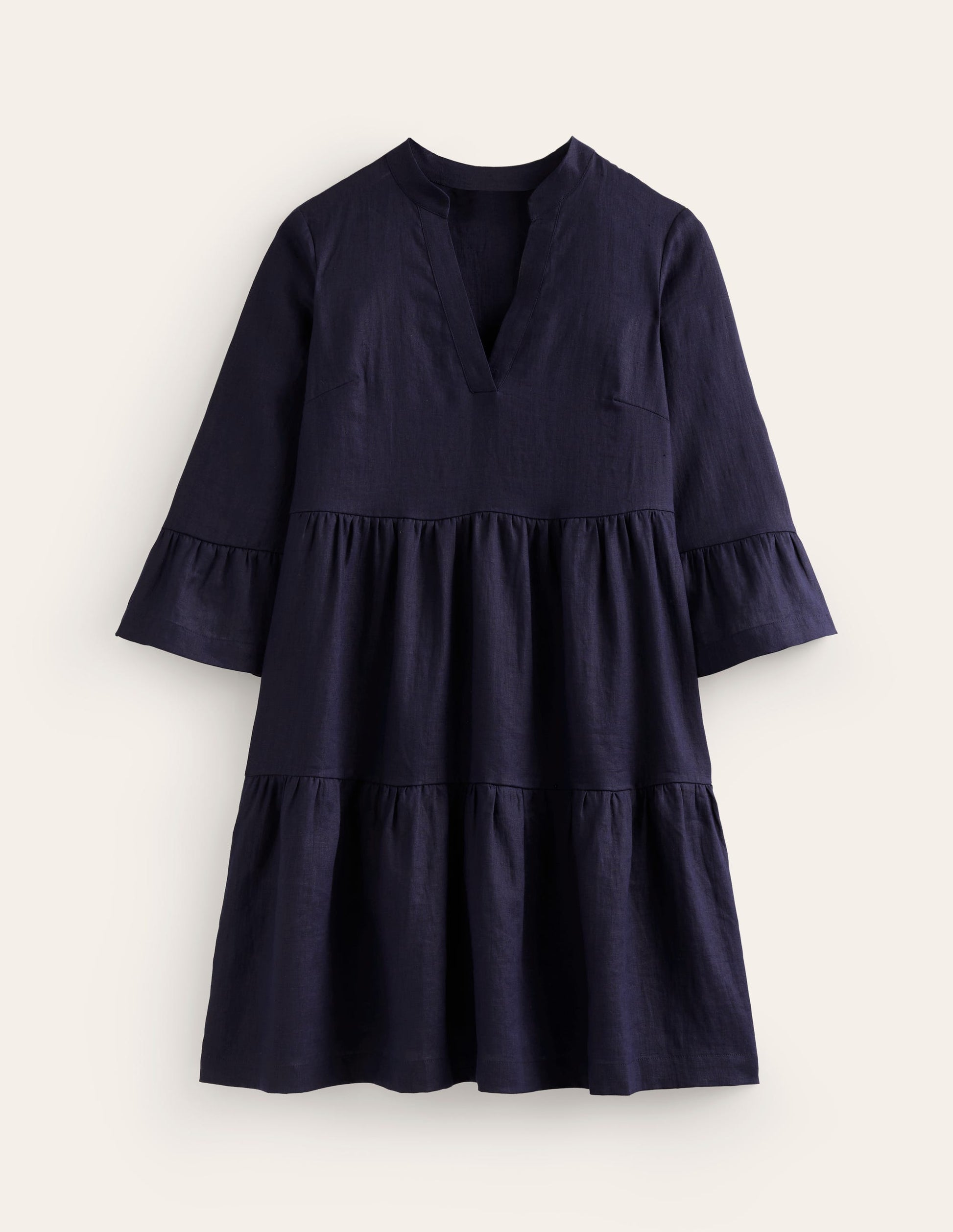 Robe courte Sophia en lin-Bleu Marine, Petits Pois-5