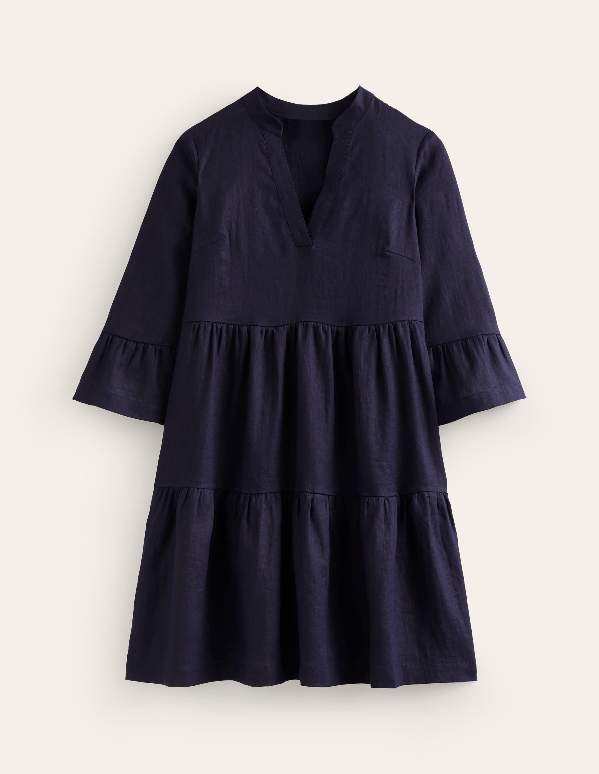 Robe courte Sophia en lin-Bleu Marine, Petits Pois - Image 5