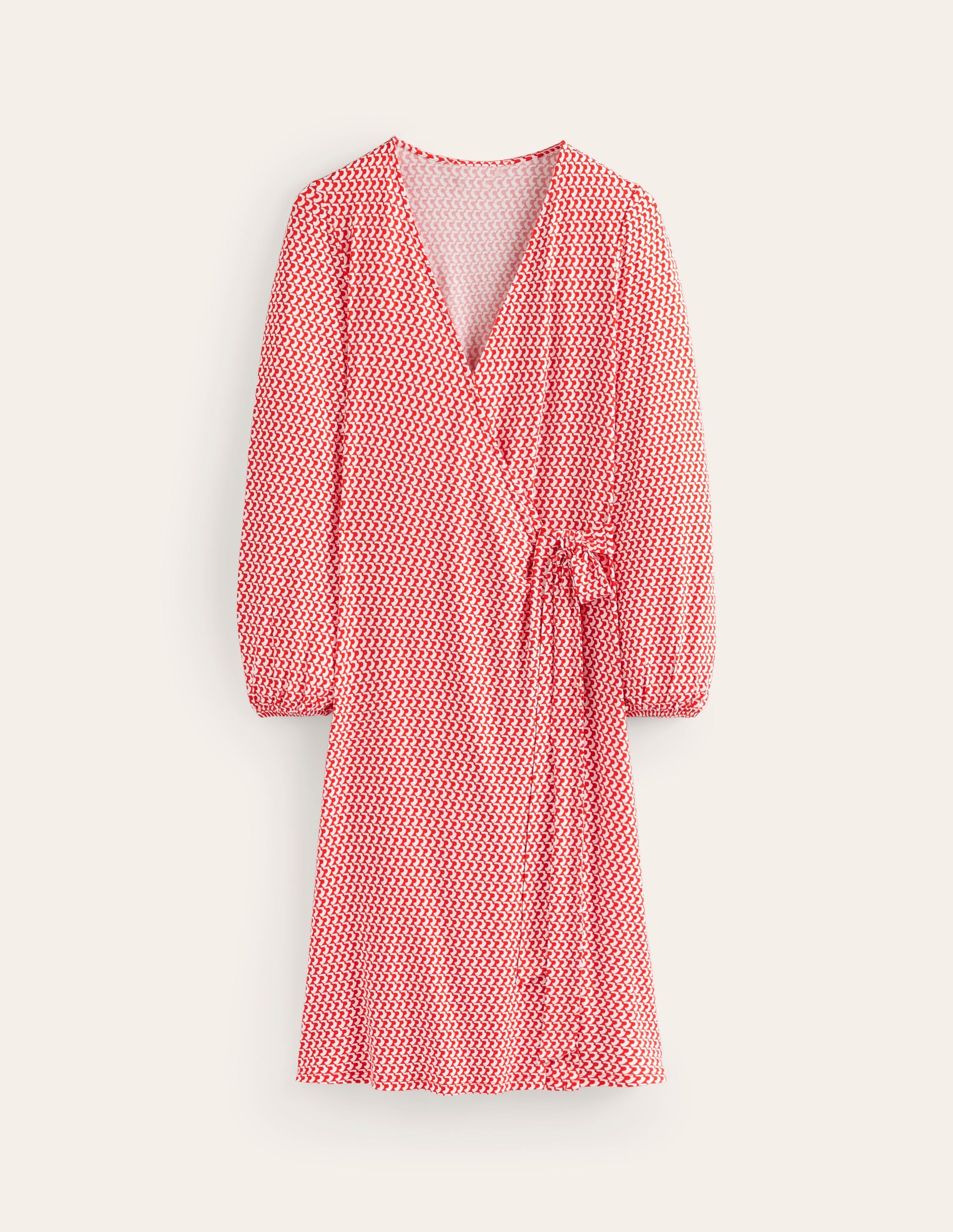 Robe portefeuille midi Joanna en jersey-Flamme écarlate, motif Arc Geo - Image 6