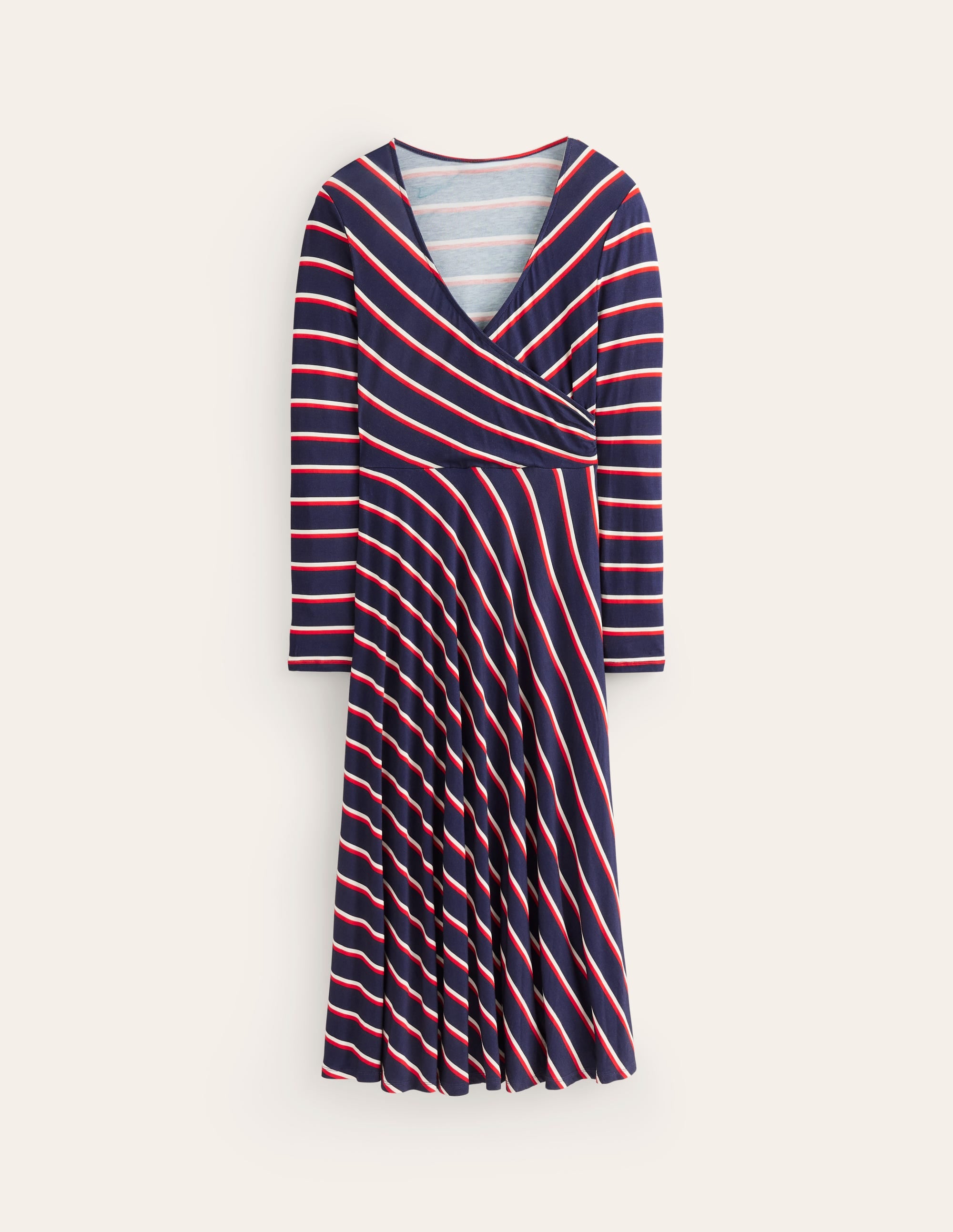 Robe midi en jersey à rayures pêle-mêle-Rayé bleu marine, rayé, blanc - Image 6
