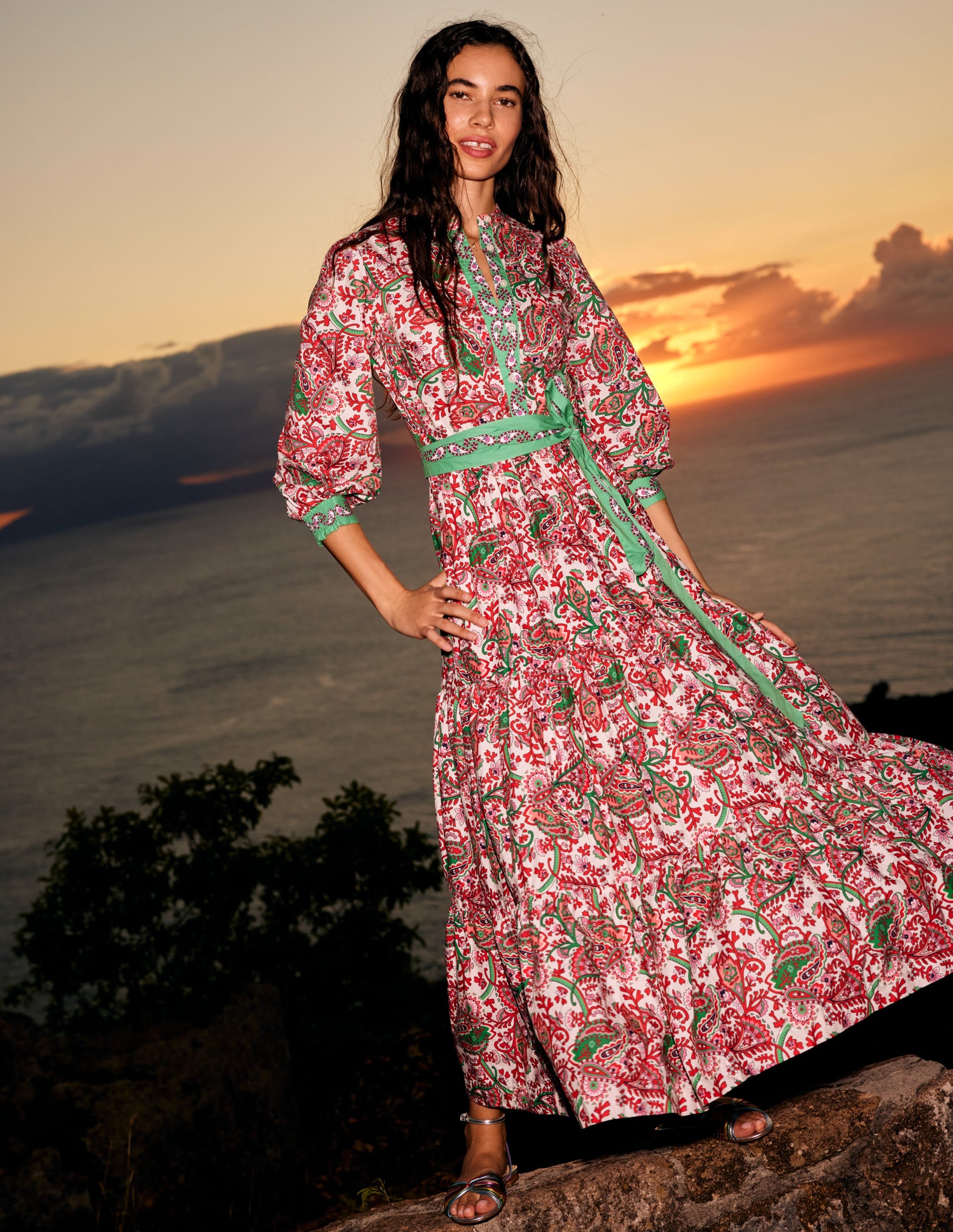 Robe longue Alba volantée en coton-Multi, motif Fantastical - Image 7