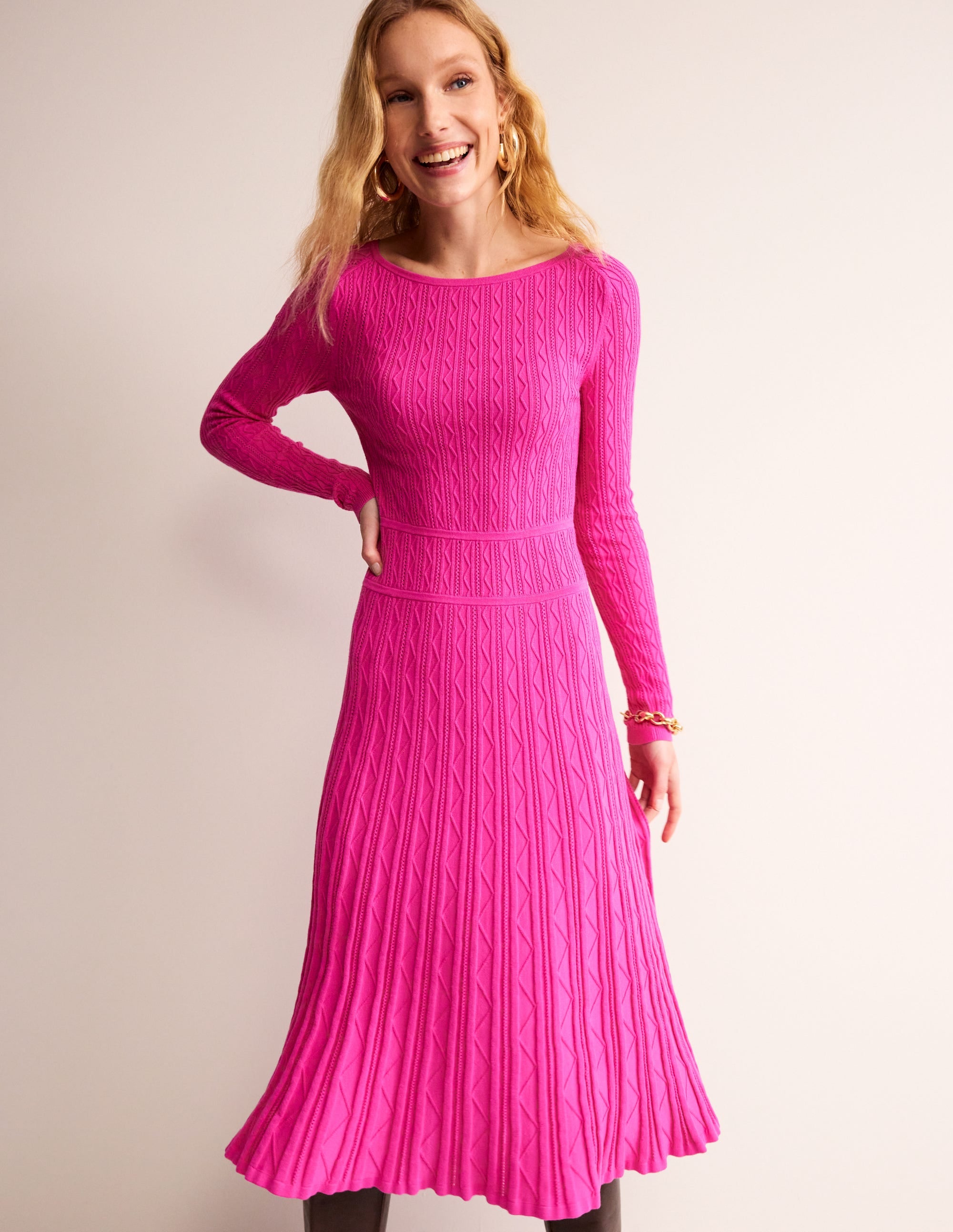 Imogen Empire-Strickkleid-Magenta - Image 2