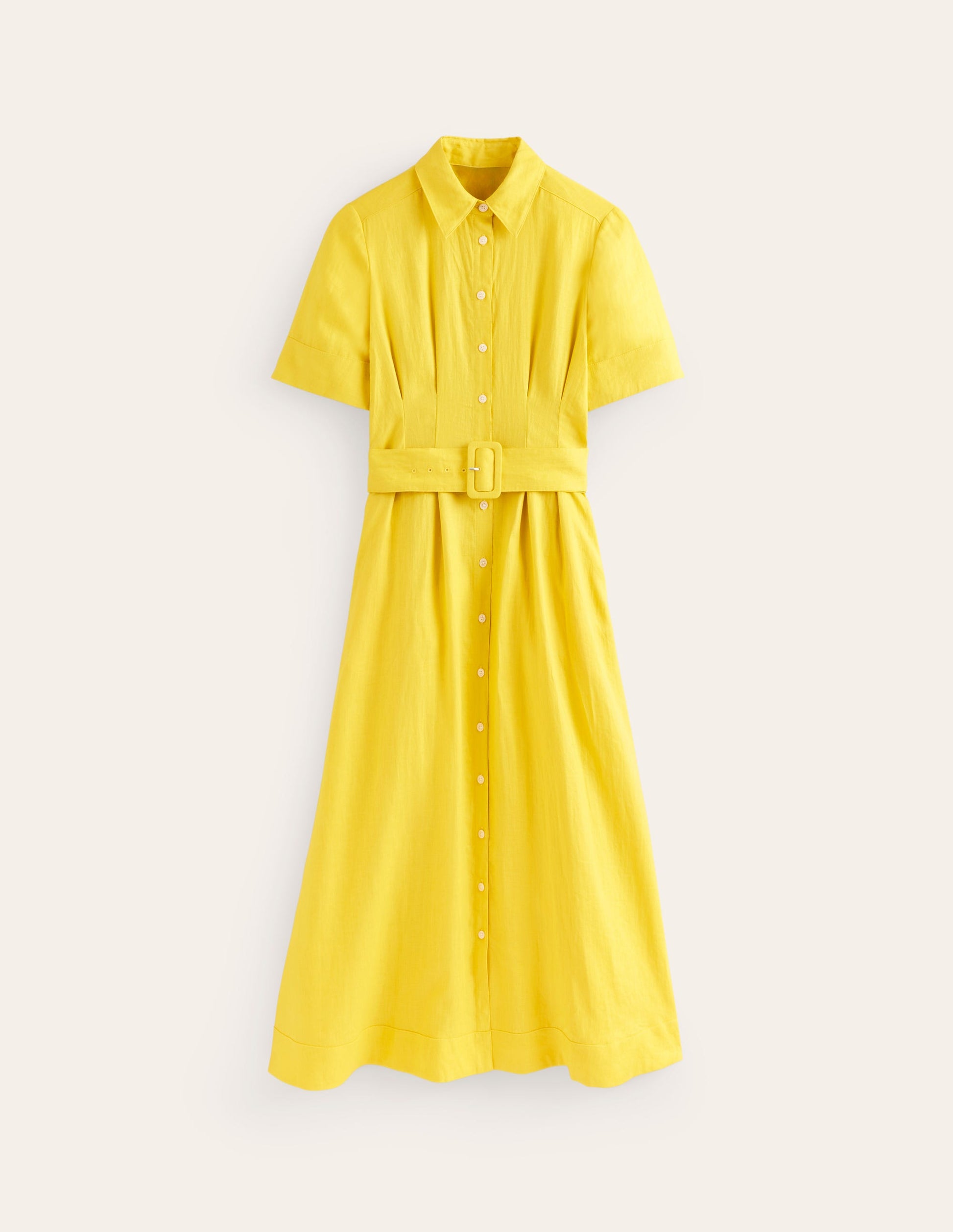 Louise Midi-Hemdblusenkleid aus Leinen-Maracuja-5
