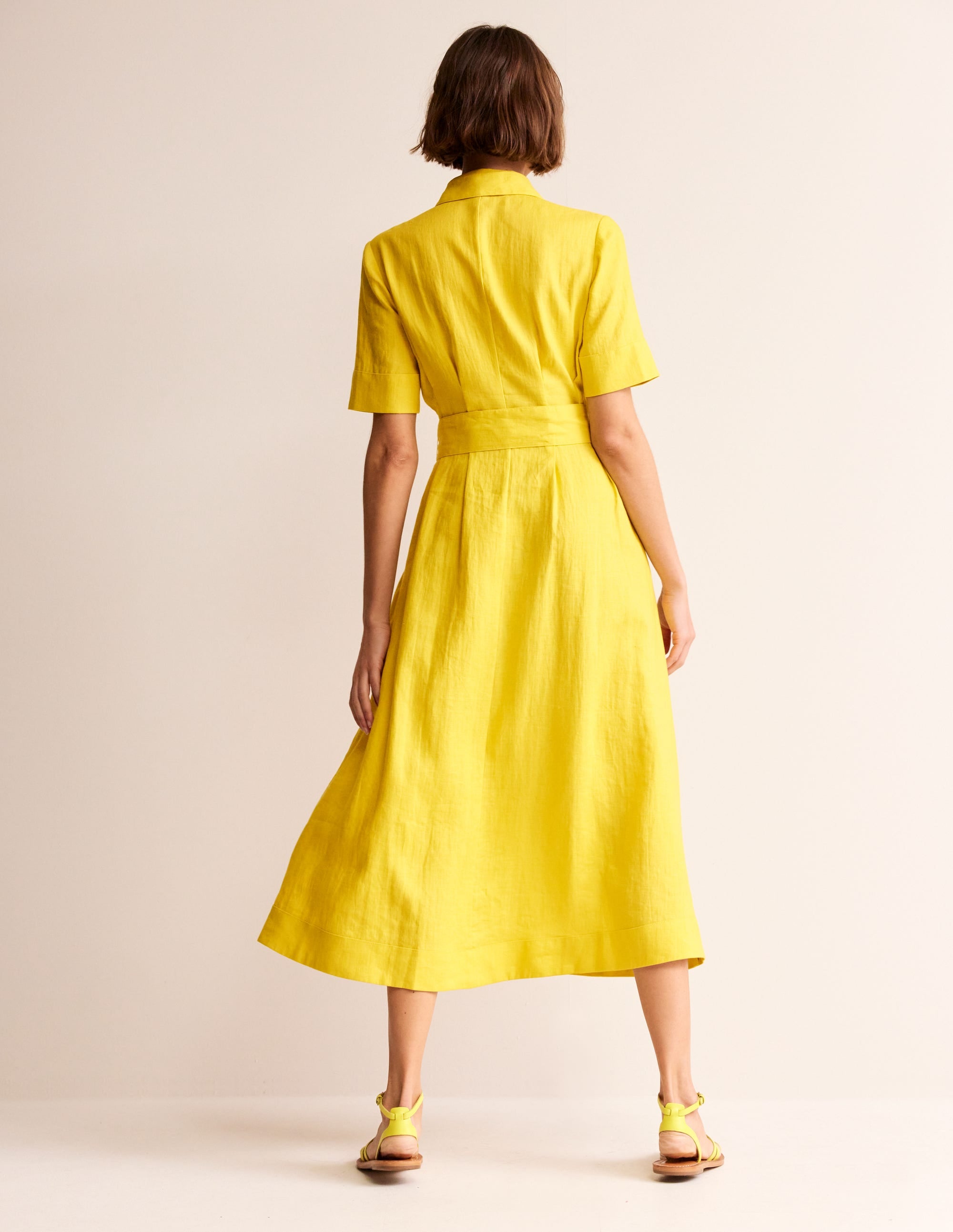 Louise Midi-Hemdblusenkleid aus Leinen-Maracuja - Image 3