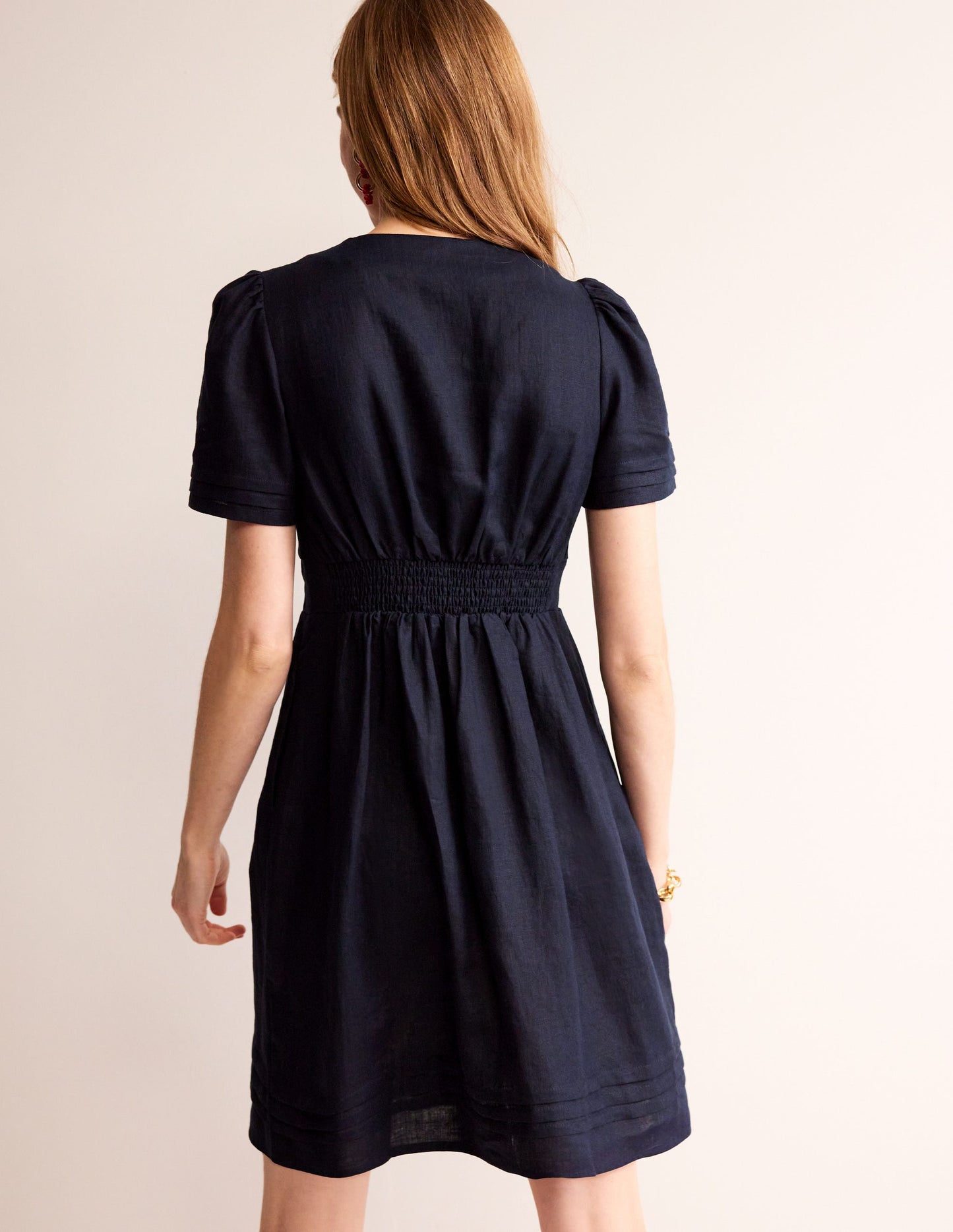 Eve Linen Short Dress-Navy