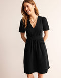 Robe courte Eve double-étoffe-Noir