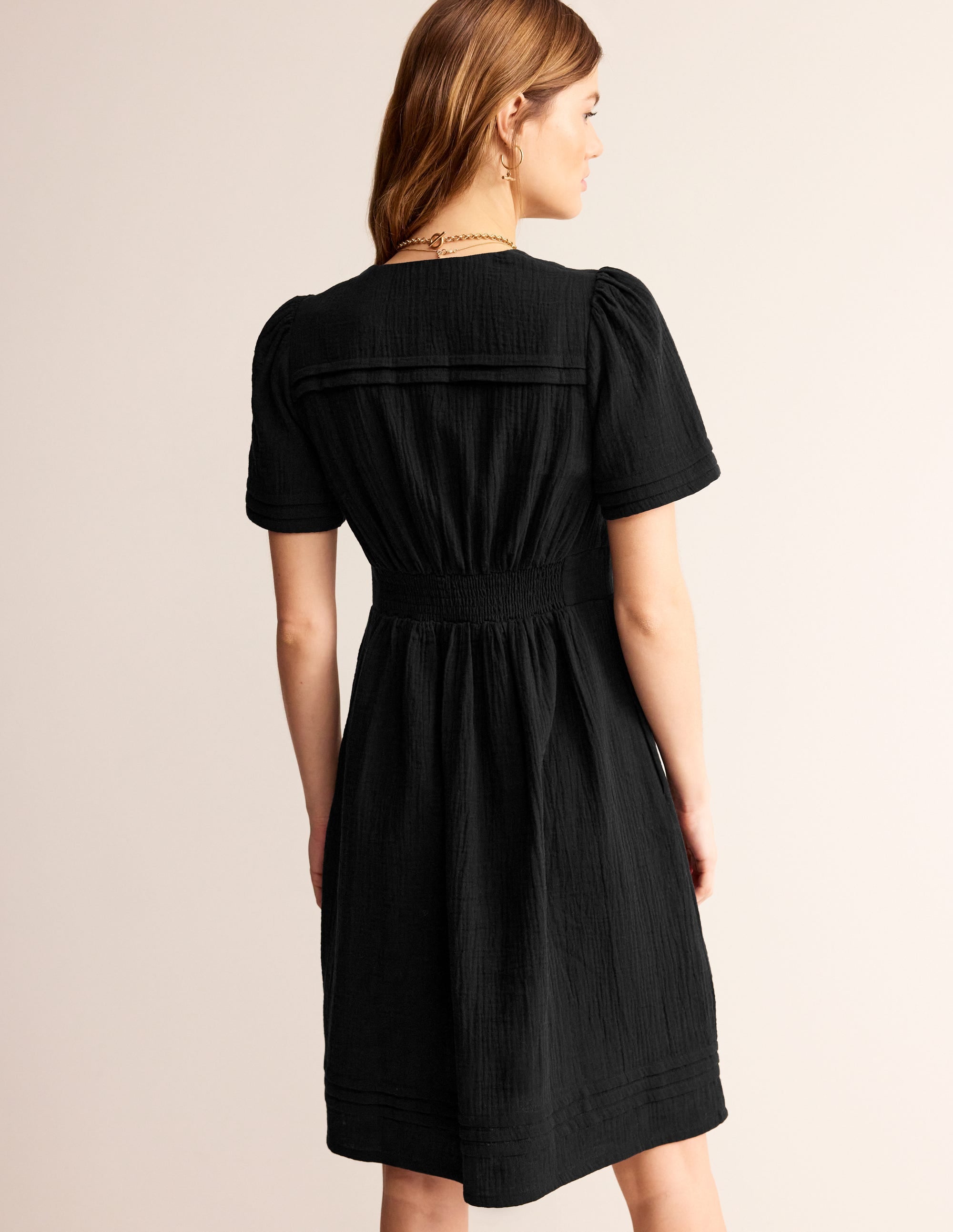 Robe courte Eve double-étoffe-Noir - Image 3