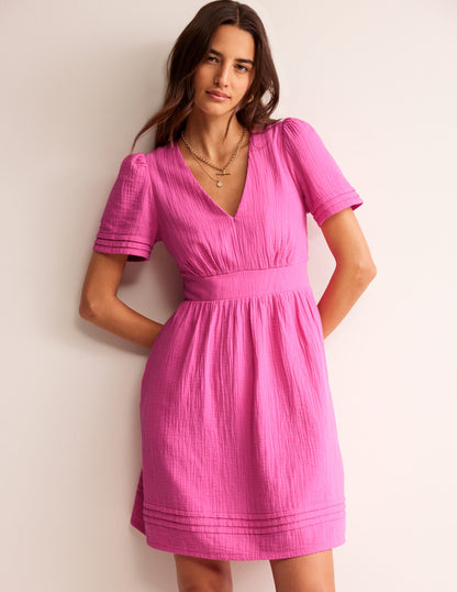 Robe courte Eve double-étoffe-Sangria rose-1