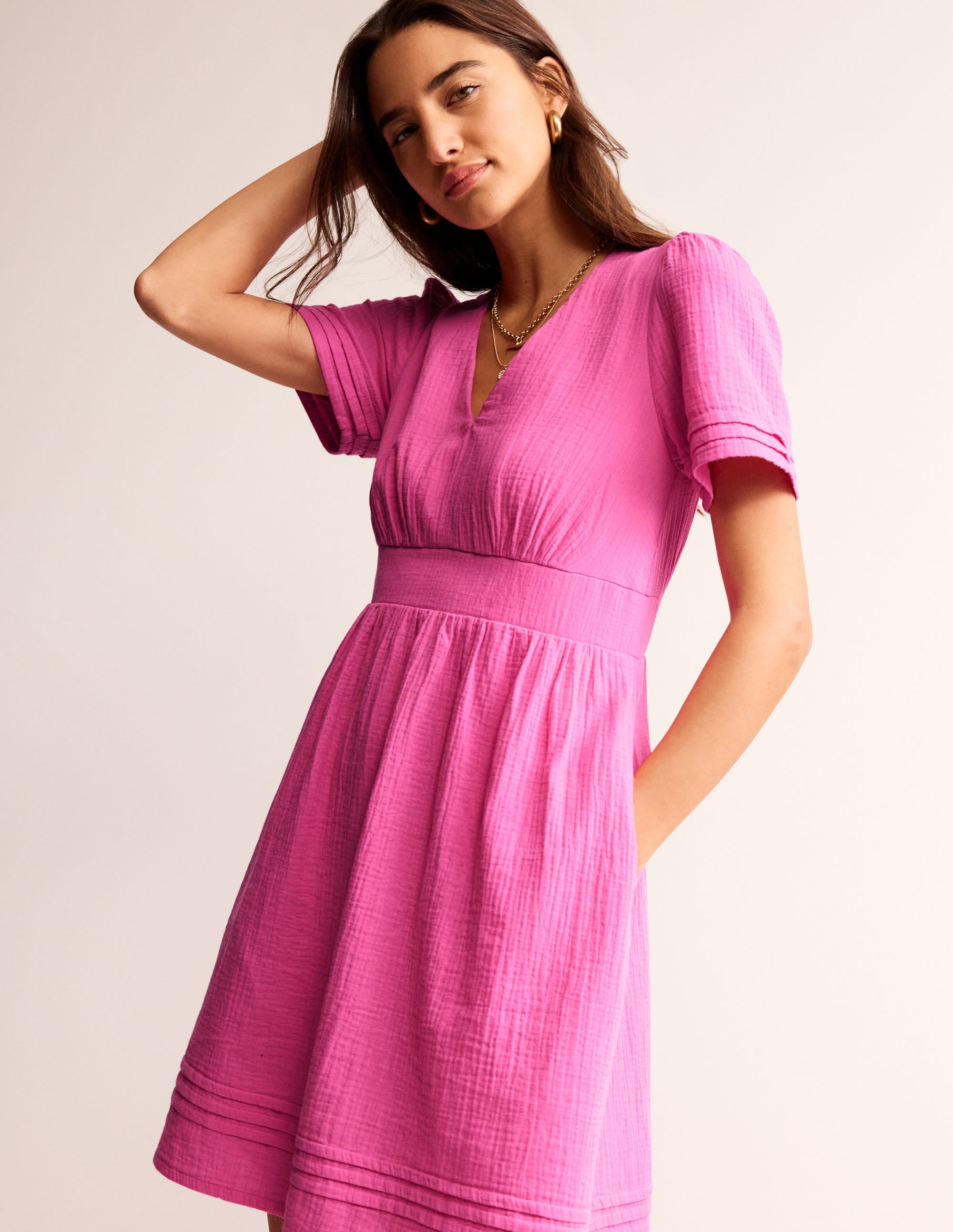Robe courte Eve double-étoffe-Sangria rose - Image 4