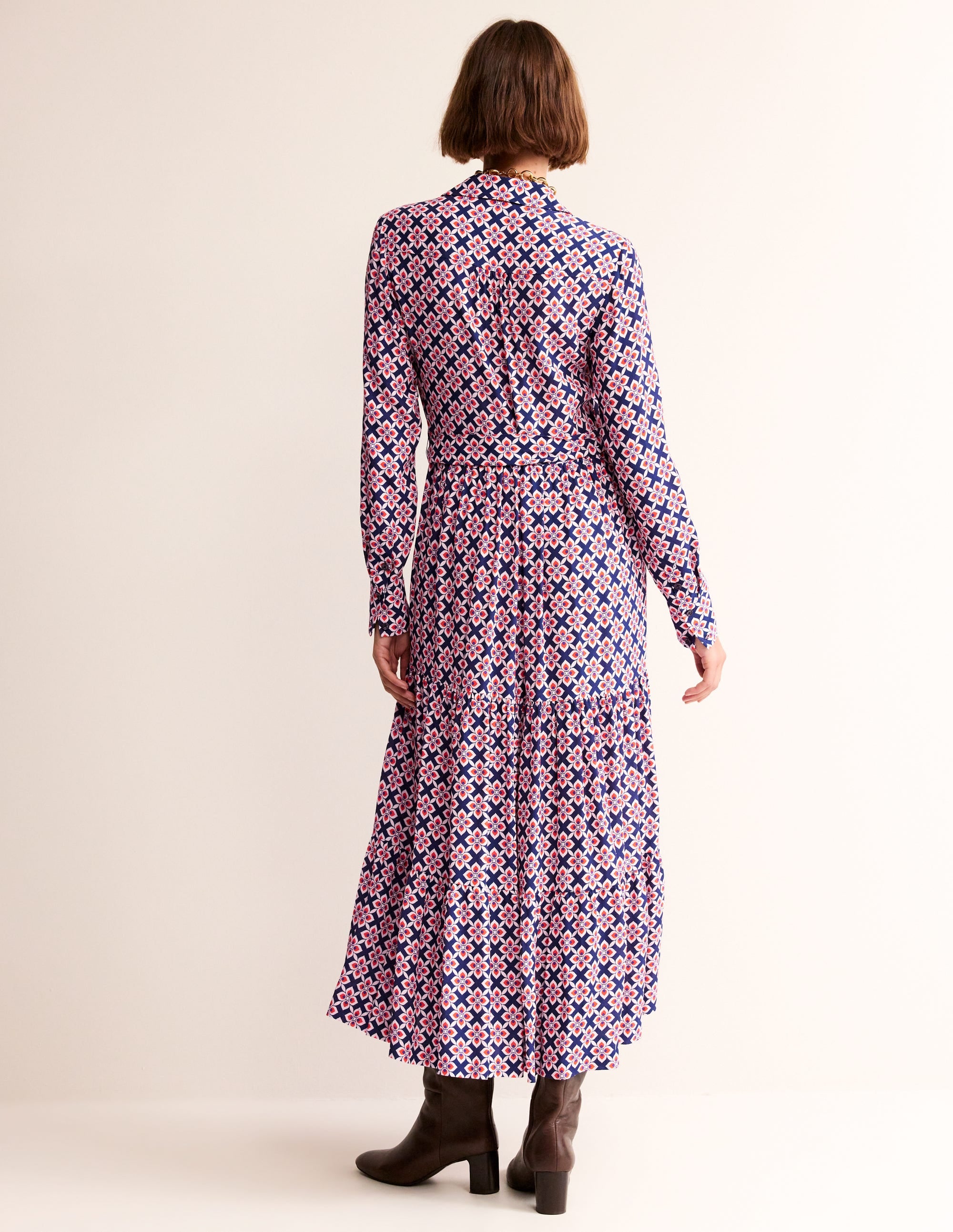 Flo Midi-Hemdblusenkleid-Mohnblumenrot, Diamant Floral - Image 3