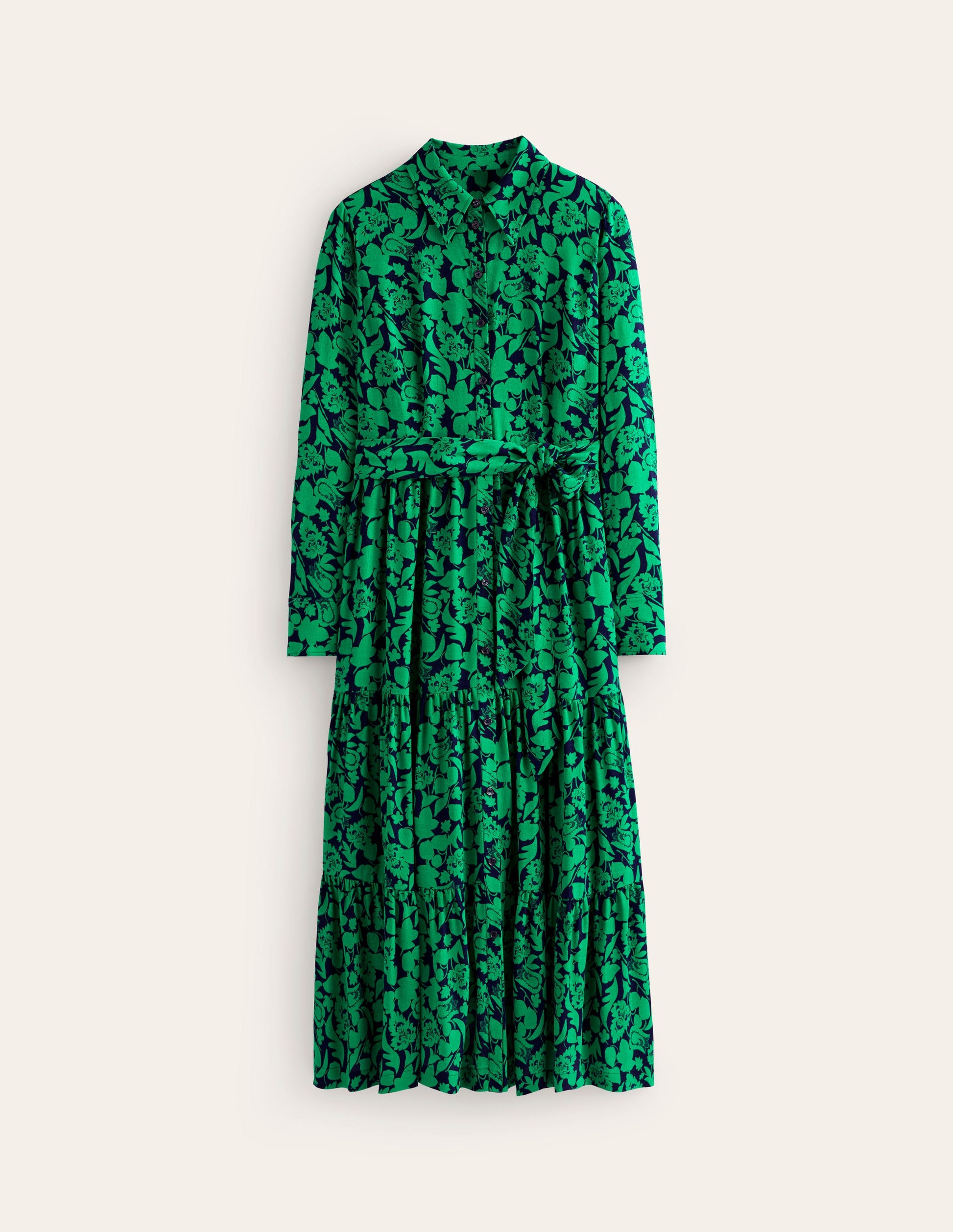 Flo Midi Shirt Dress-Meadow Green, Tulip Bloom-5