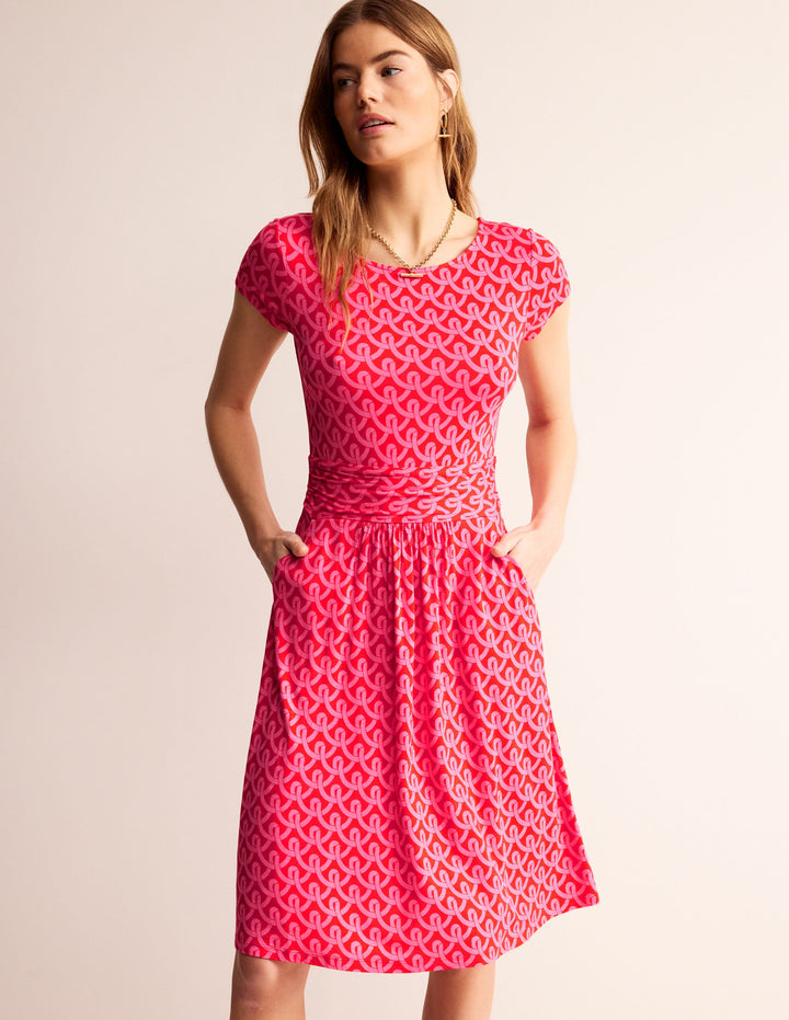 Amelie Jerseykleid-Sangria Sunset Pink, Geo Terrace