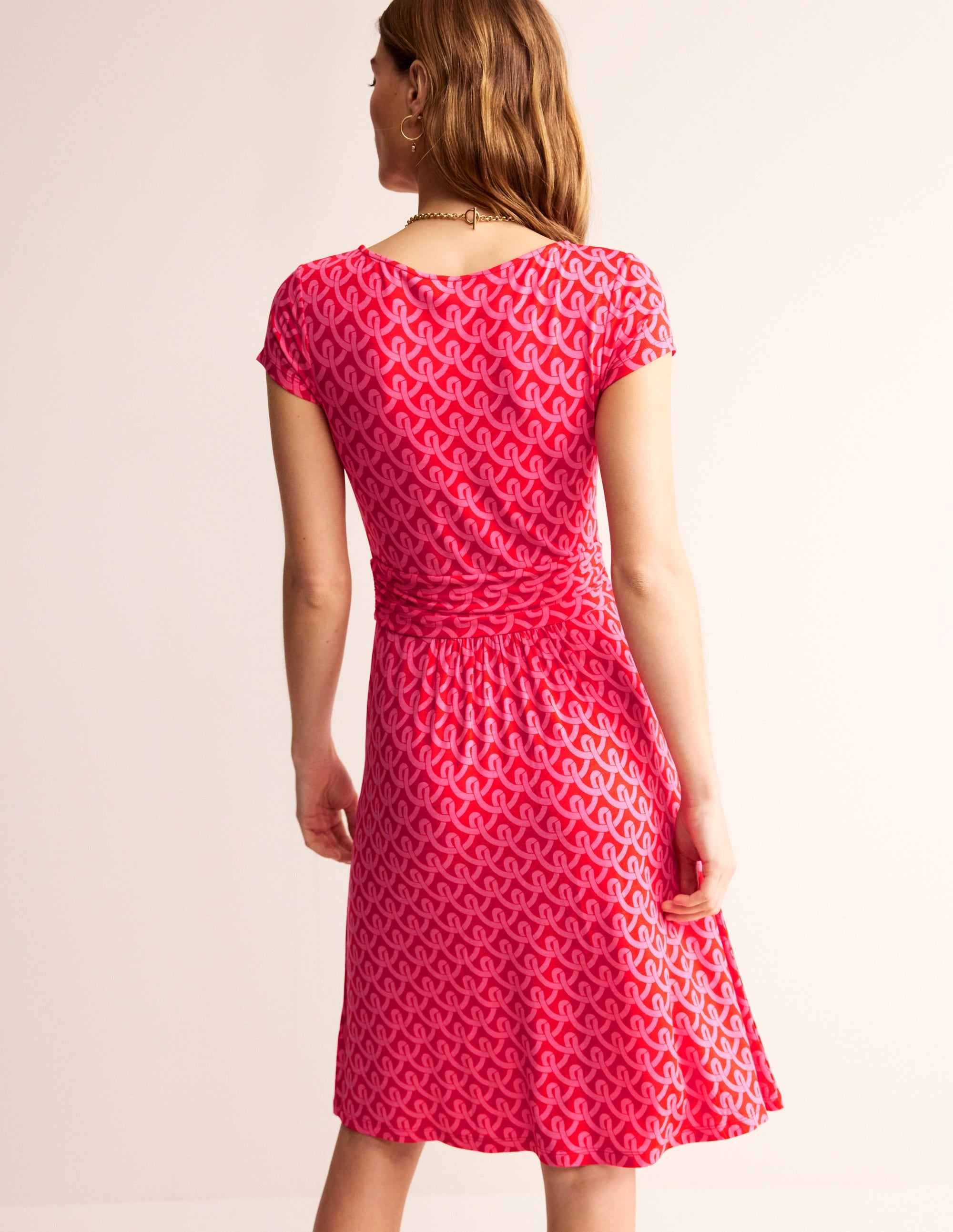 Robe Amelie en jersey-Sangria rose, motif Geo Terrace - Image 3