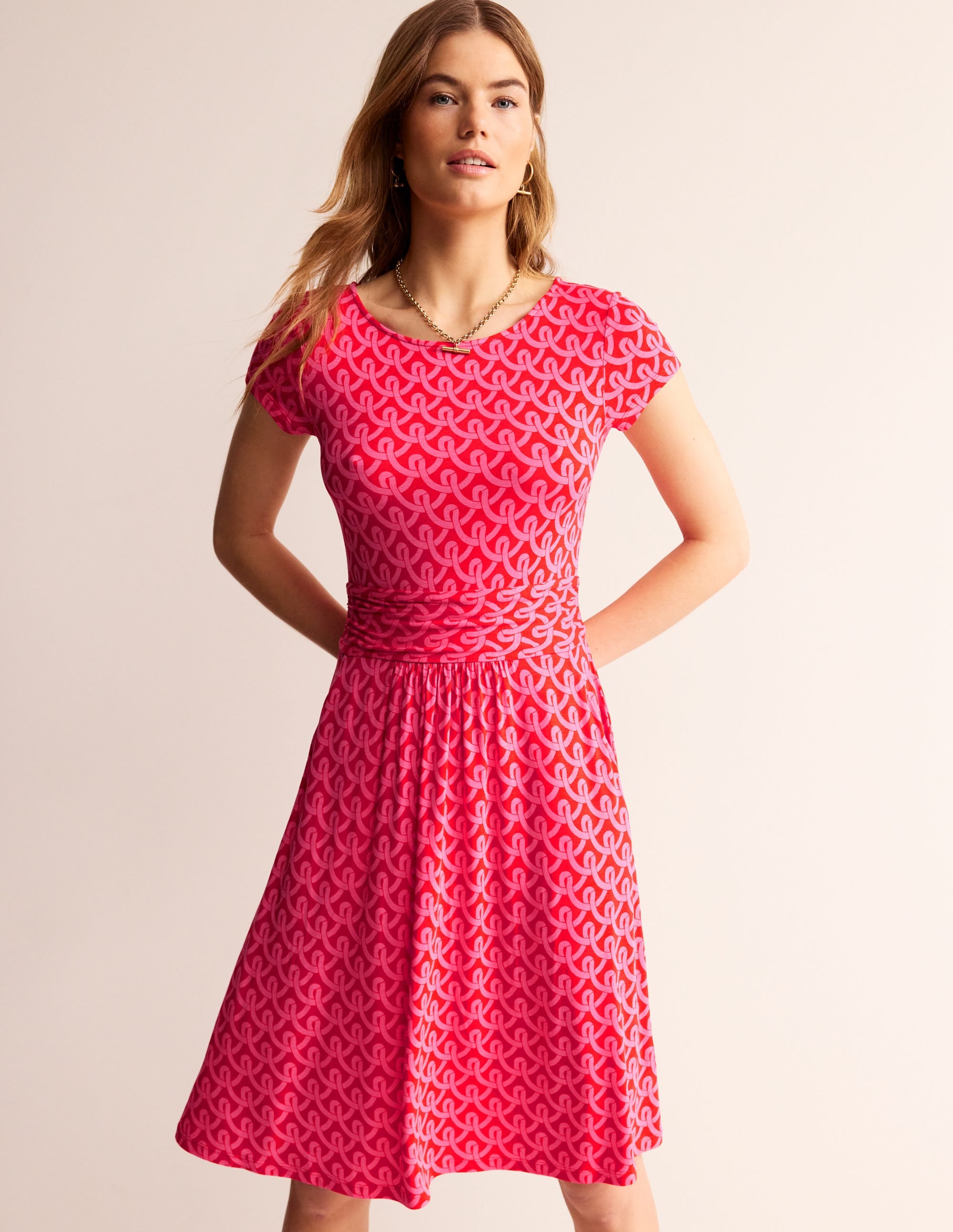 Robe Amelie en jersey-Sangria rose, motif Geo Terrace - Image 4