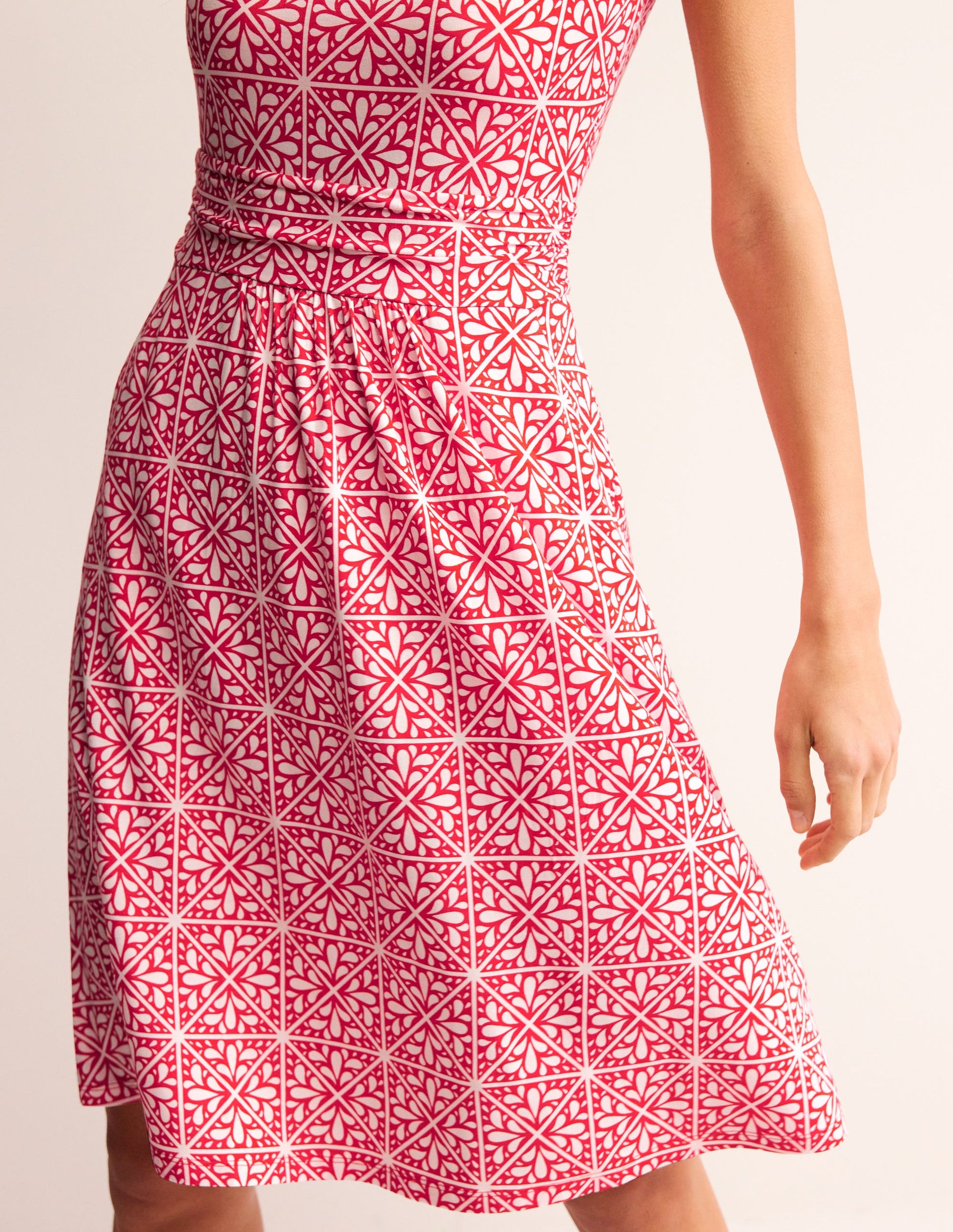 Amelie Jerseykleid-Flame Scarlet, Florales Mosaik-2