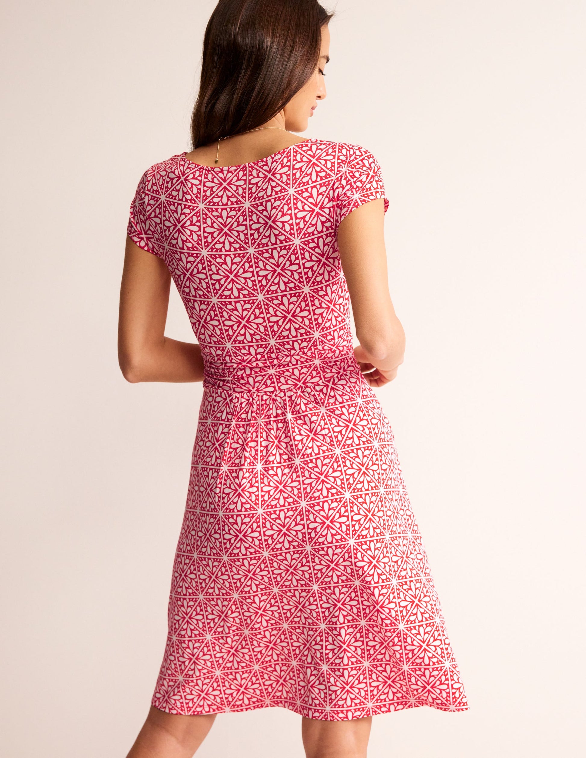 Amelie Jerseykleid-Flame Scarlet, Florales Mosaik-3
